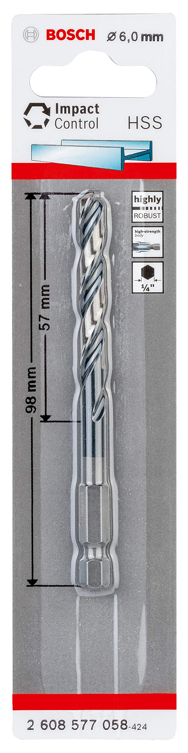Bosch Professional Impact Control HSS Twist Drill Bit Set - 6mm x 57mm x 98mm Metal Drill Bits for Impact Drills | Perfect for Metalworking, DIY Projects & Construction Use