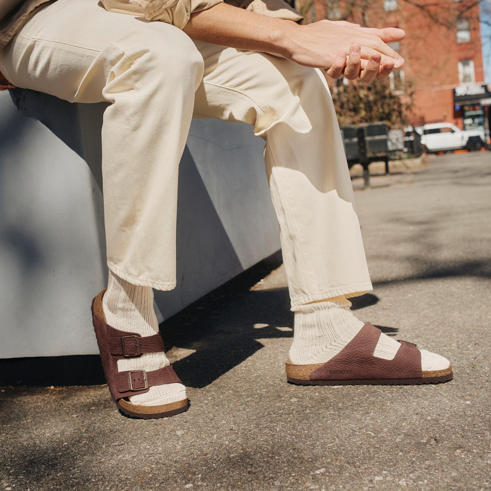 Birkenstock Arizona Slide Sandals for Men - Comfortable Desert Buck Roast Nubuck Leather | Perfect for Casual Wear, Beach & Summer Outfits