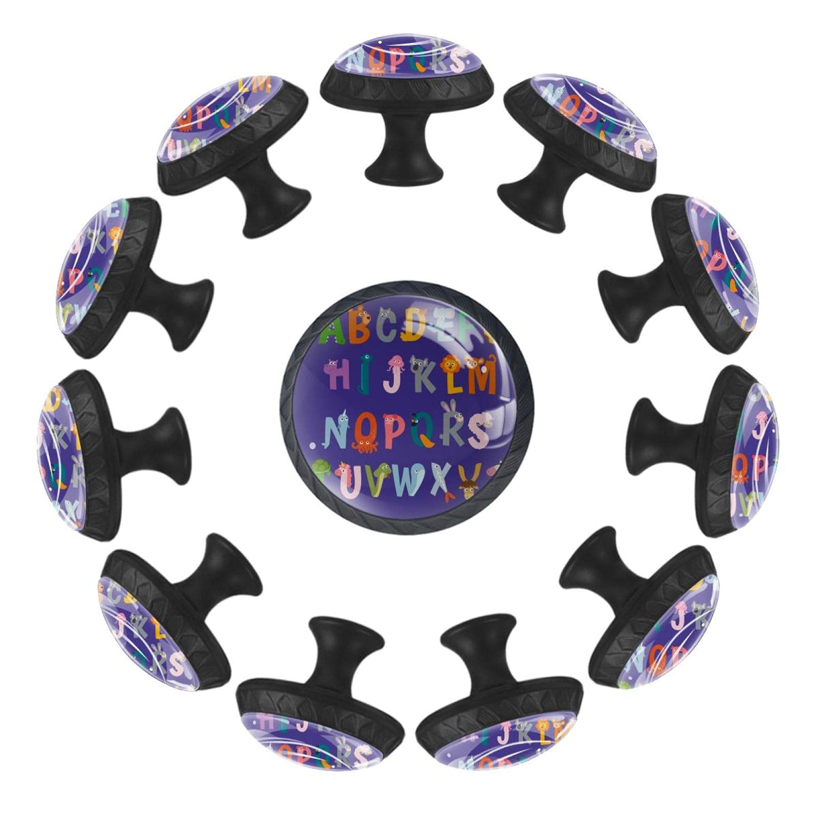 12 PCS Modern Cabinet Knobs - Alphabet Letter Drawer Pulls for Bathroom, Dresser & Furniture (Gold/Black) - Easy Installation, Durable Hardware for Home Decor & DIY Projects