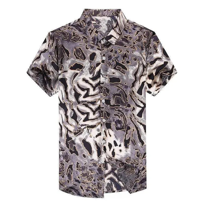 Stylish Wild Print Satin Silk Shirt for Men - Premium Comfort & Trendy Design - Perfect for Casual Wear, Parties & Date Nights