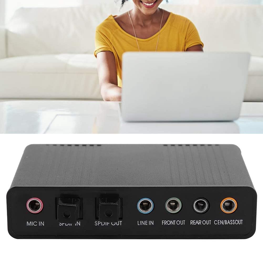 LAUDS External USB Sound Card for PC & Laptop - High-Quality Audio Adapter for Karaoke, Gaming, Streaming (Black) | Perfect for Home Studio, Online Meetings & Music Recording