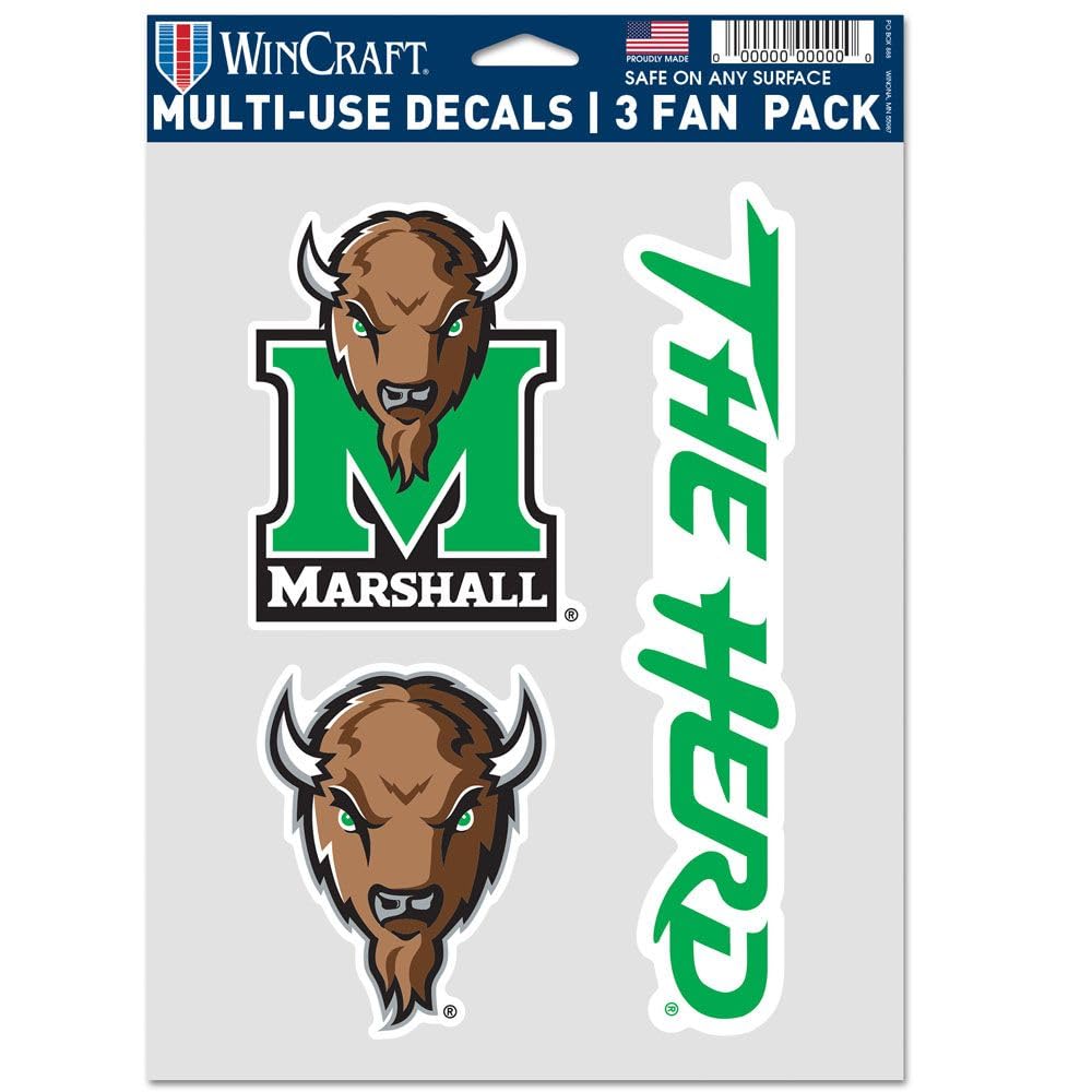 WinCraft Marshall Thundering Herd 3-Piece Fan Pack Decals - Perfect for College Football Games, Tailgating & Home Decor