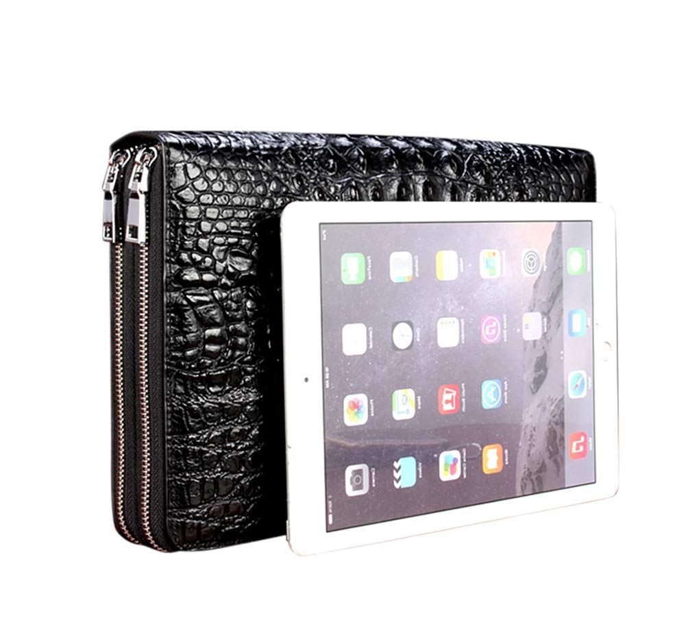 Men's Crocodile Pattern Leather Clutch Bag - Large Capacity Business Wallet Purse for Work, Travel & Evening Events