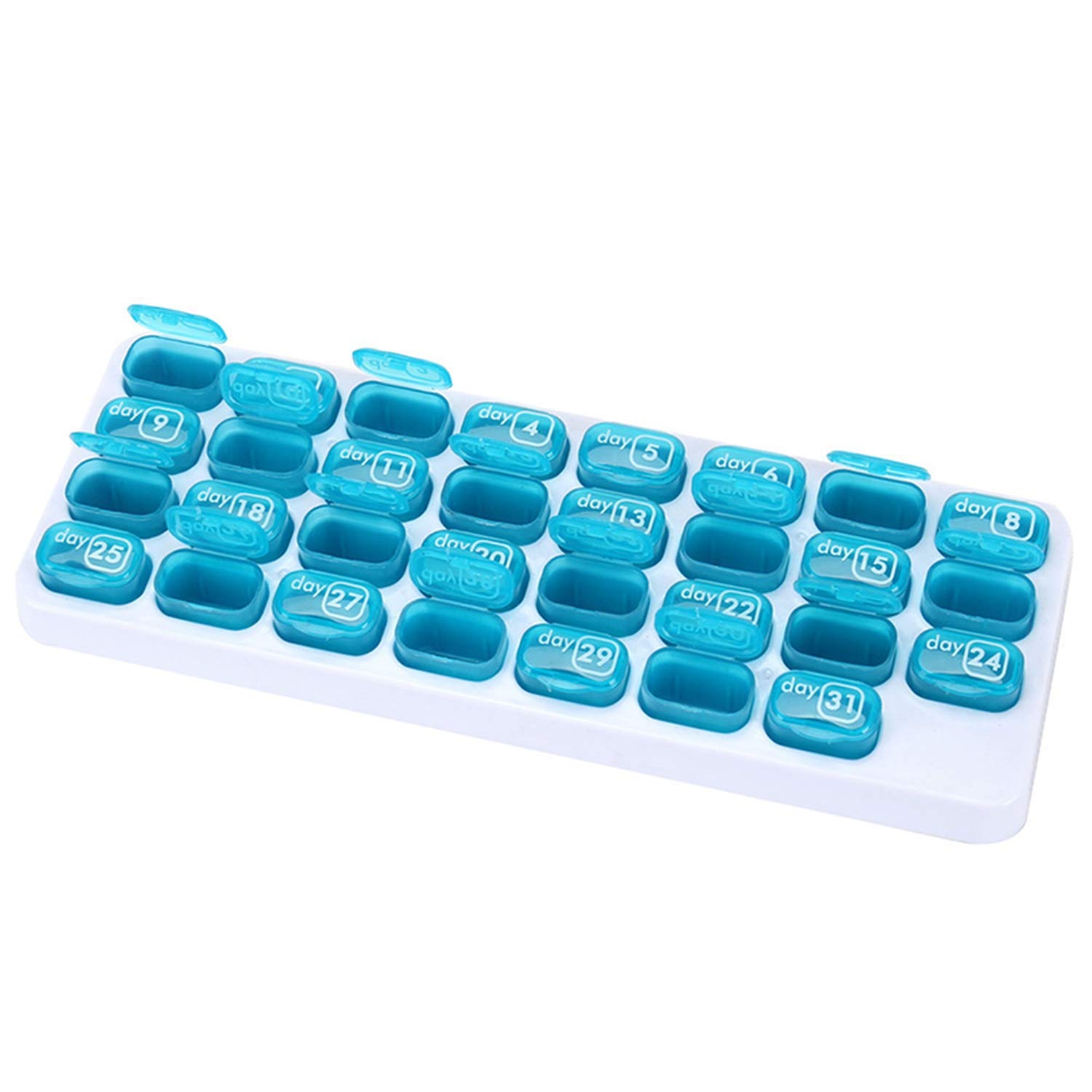 31-Day Weekly Pill Organizer - Moisture Proof Tablet Medicine Box with 4 Compartments - Perfect for Travel, Home & Daily Medication Storage