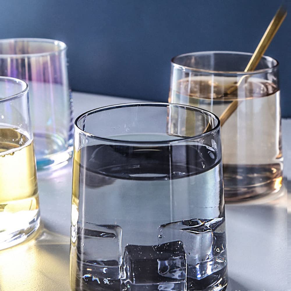 Premium Whiskey Rocks Glass Set of 4 - 8.6 Oz Grey Tumbler Cups for Cocktails, Whiskey, Iced Coffee & Wine | Durable Drinking Glasses for Home Bar, Office & Gifts | Perfect for Men's Birthday, Anniversary & Housewarming Presents