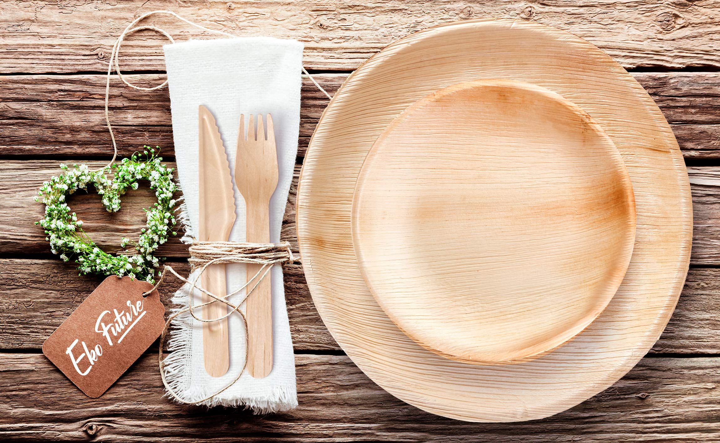 120 Pack Eco-Friendly Round Palm Leaf Plates Set - 40 Biodegradable 7-10