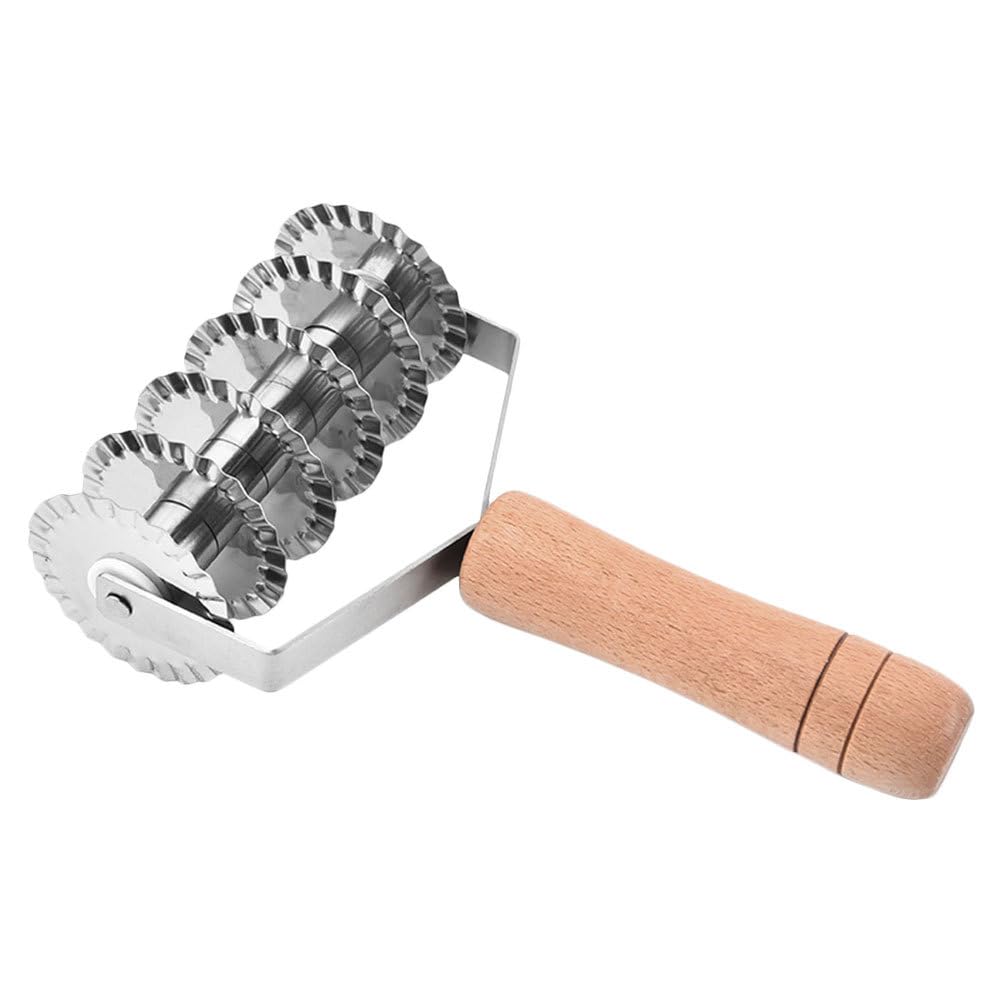 Hemoton Stainless Steel Lattice Cutter - Dough Roller for Baking Cookies, Pies, Pizza & Pastry with Wooden Handle | Perfect for Homemade Desserts, Holiday Baking & Professional Kitchen Use