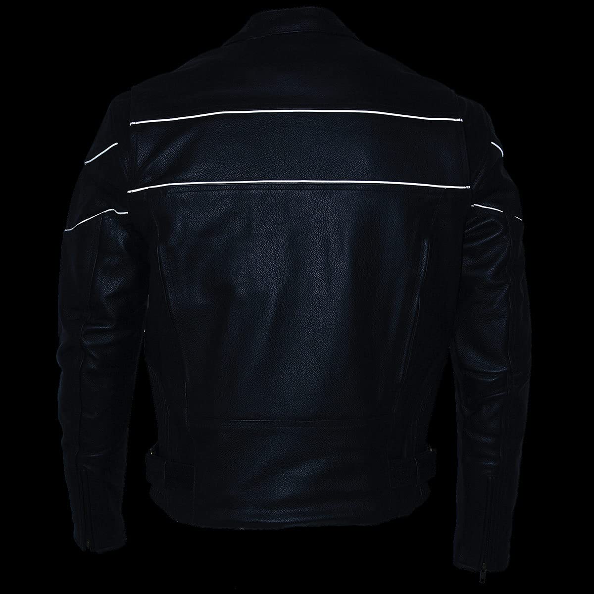 Milwaukee Leather Men's Reaper Black LKM1785 Stretch Motorcycle Jacket with Reflective Piping - Waterproof Biker Jacket for Riding & Outdoor Adventures