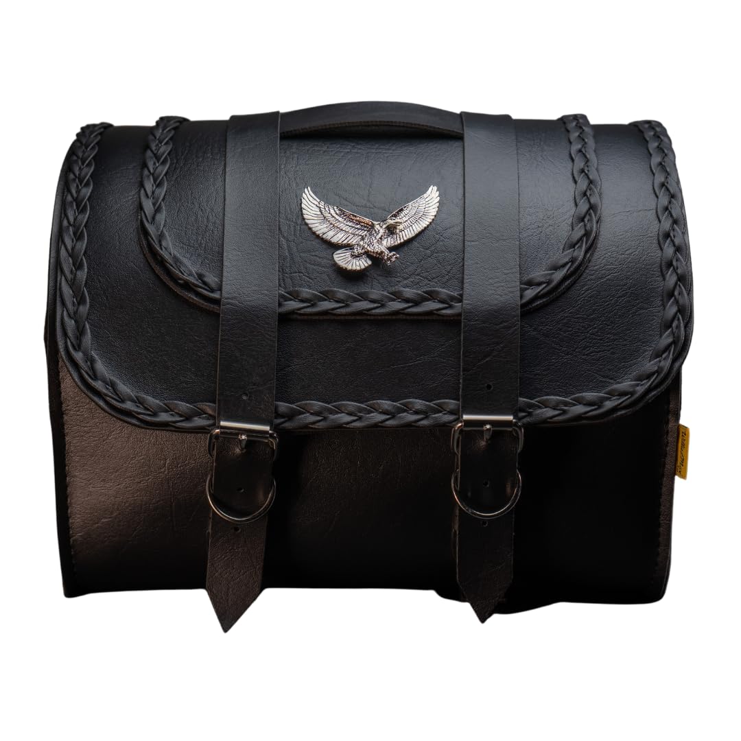 Dowco Willie & Max 58509-20 Black Magic Series Universal Fit 20L Motorcycle Tour Trunk - Synthetic Leather Storage for Cruiser & Touring Bikes - Perfect for Road Trips & Daily Commuting