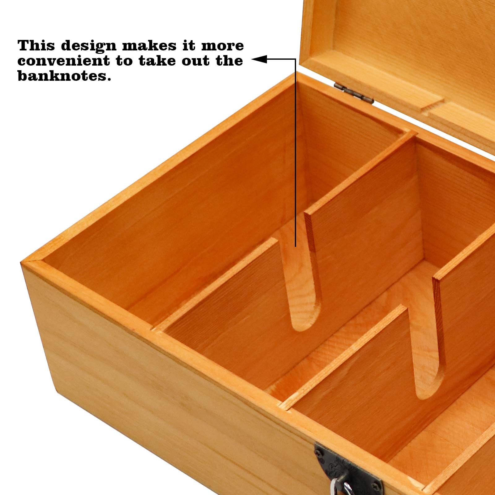 Bronze Wooden Lockable Currency Tray - 5 Compartment Cash Organizer Box with Secure Cover | Money Storage Solution for Retail, Office & Home Use | Cash Management for Businesses, Events & Personal Finance