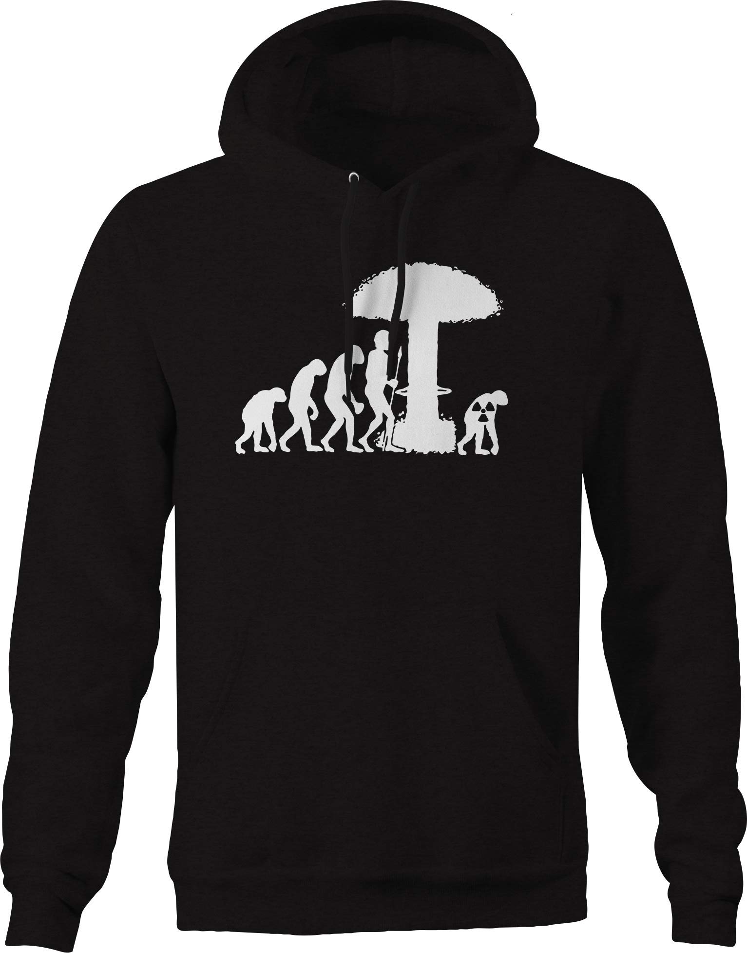 Men's Evolution of Man Nuclear Explosion Graphic Hoodie - Black Pullover Sweatshirt for Casual Wear & Street Style