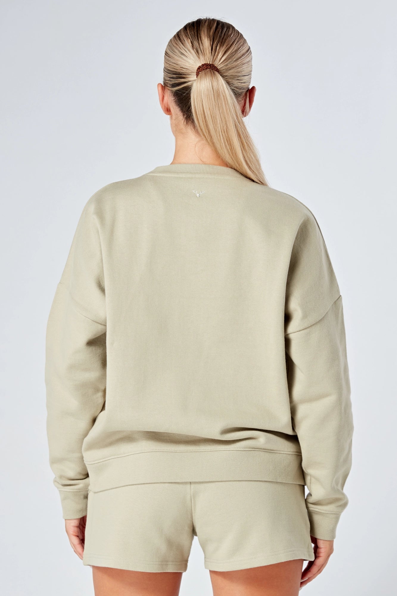 Oversized Twill Crewneck Sweatshirt for Women - Soft Stone Color | Cozy Loungewear & Casual Streetwear Outfit
