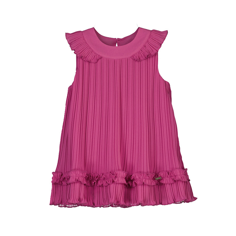 Mayoral Fuchsia Pleated Dress for Women - Elegant & Flowy Midi Dress for Parties, Weddings & Special Occasions