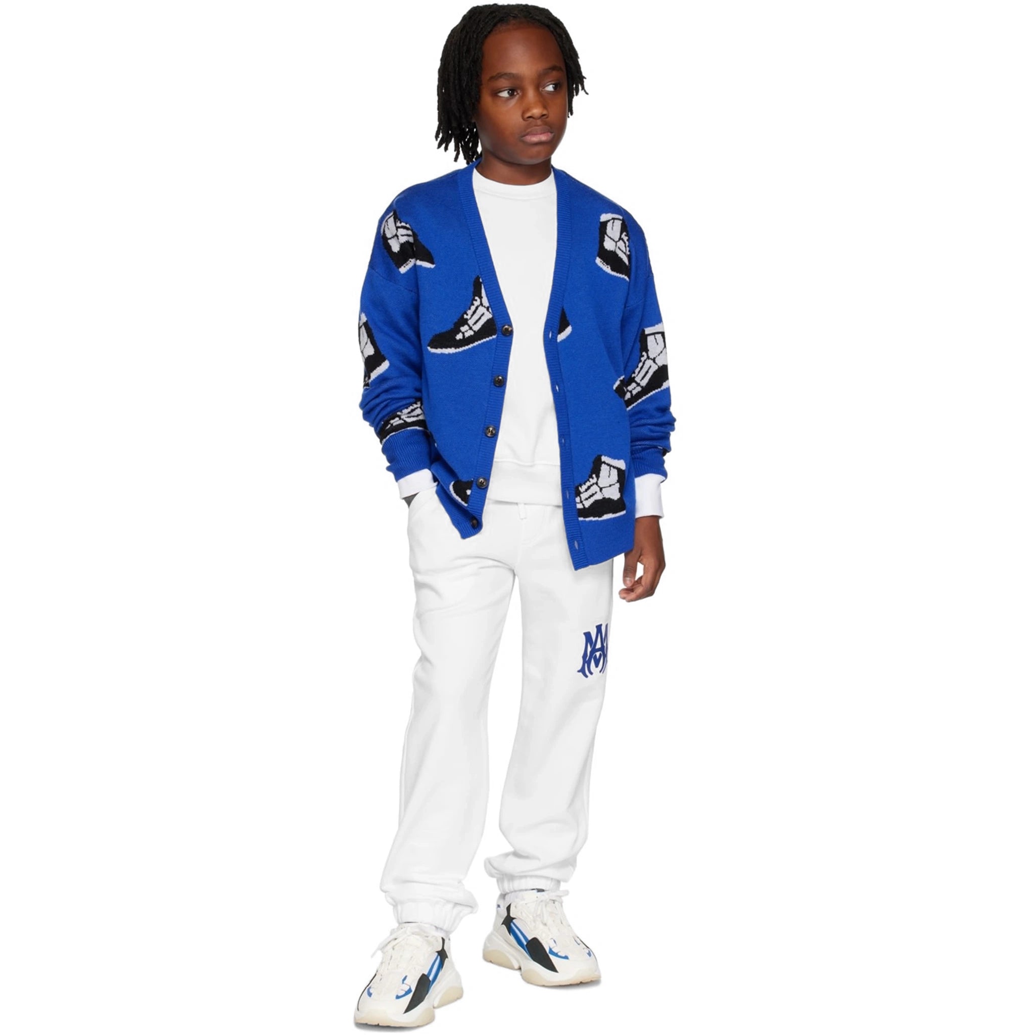 Amiri Kids MA Core Logo White Sweatpants for Boys & Girls - Comfortable Cotton Joggers with Embroidered Logo - Perfect for School, Playdates & Casual Outings
