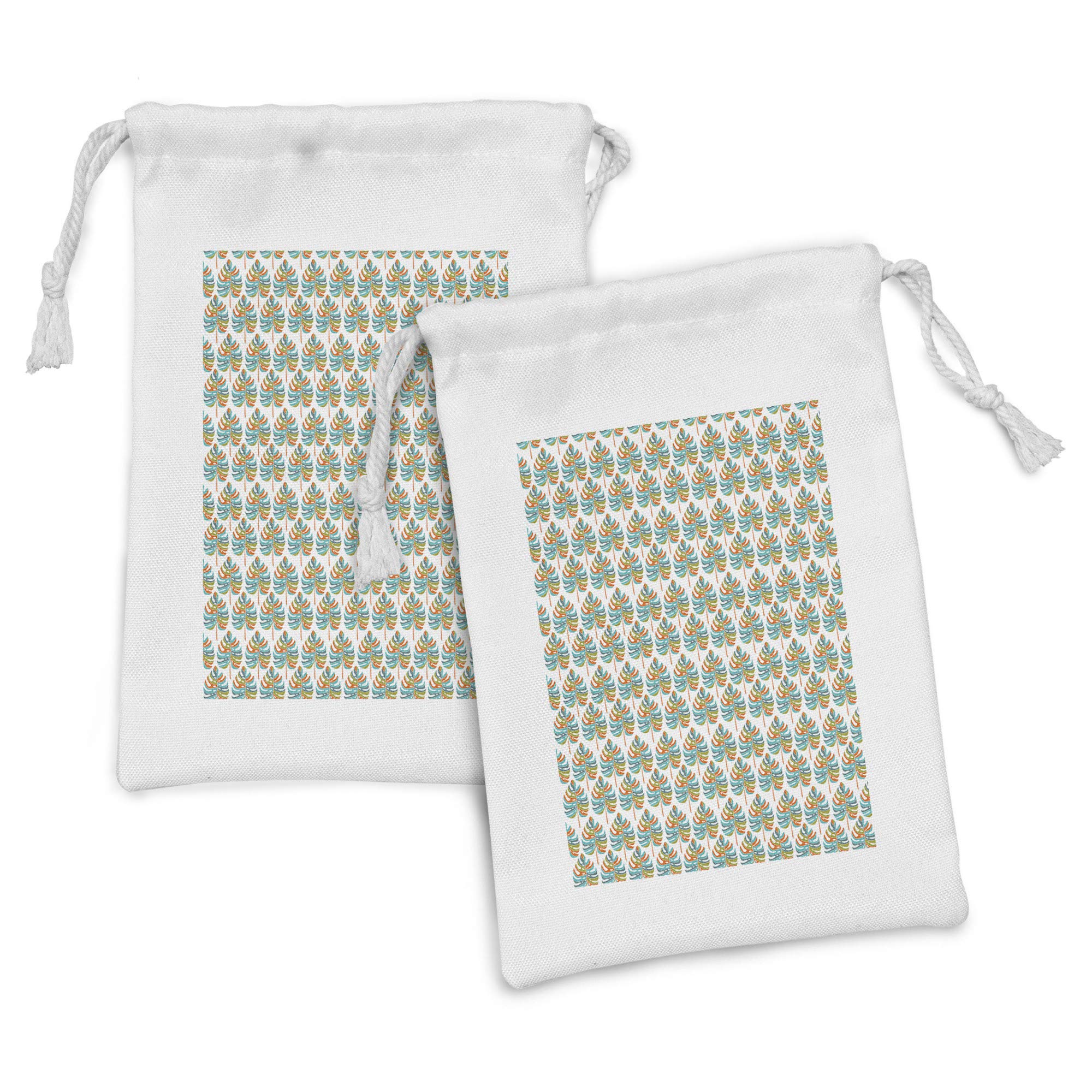 Ambesonne 2-Pack Tropical Fabric Pouches with Monstera Leaf Design - 9