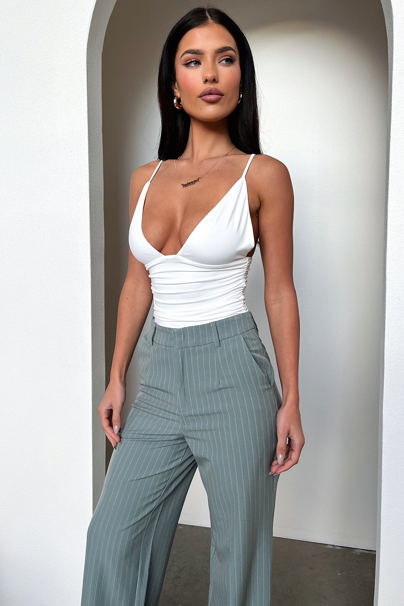 Janae Women's White Bodysuit - Seamless Stretch Comfort for Everyday Wear & Layering | Perfect for Work, Casual Outfits & Date Nights