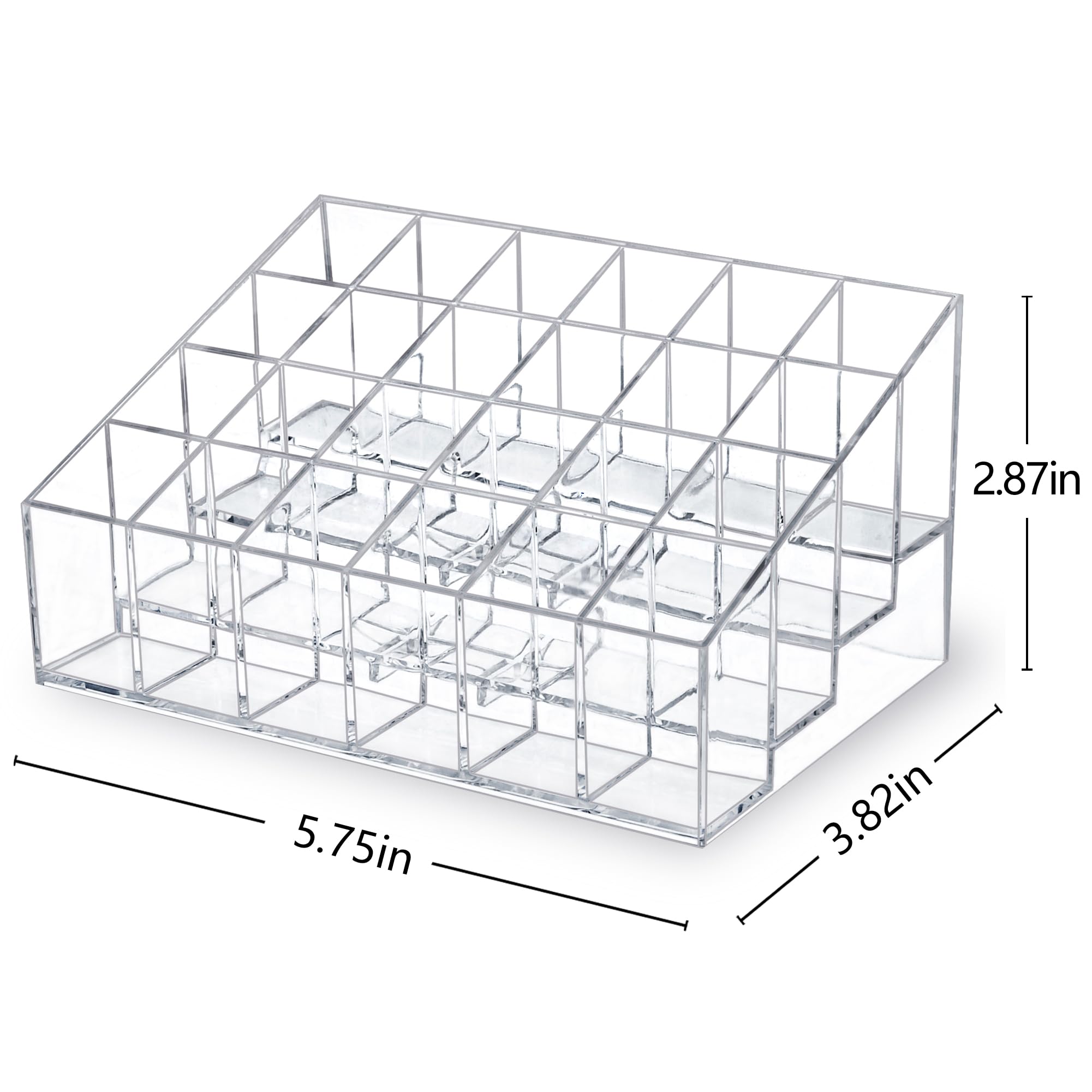 24-Slot Clear Plastic Lipstick Organizer for Lip Gloss, Chapstick, Perfume Samples & Mascara - Perfect for Makeup Vanity, Travel & Cosmetic Storage