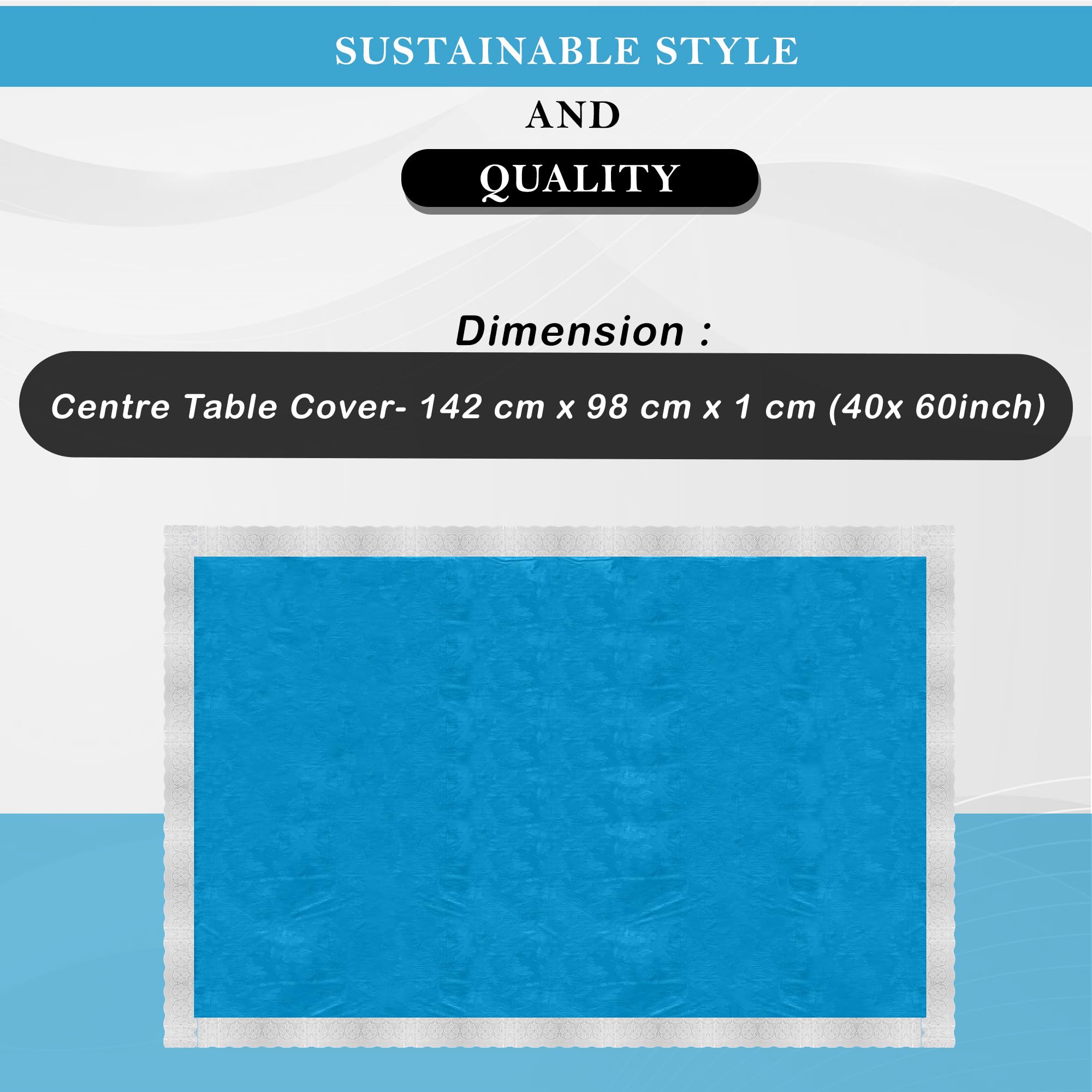 Kuber Industries 40x60 Inch PVC Table Cover - Waterproof Decorative Tablecloth for Kitchen, Dining, Tea Table | 4-Seater Self-Design Green Tabletop Protector | Perfect for Indoor & Outdoor Use, Parties, Daily Dining Protection