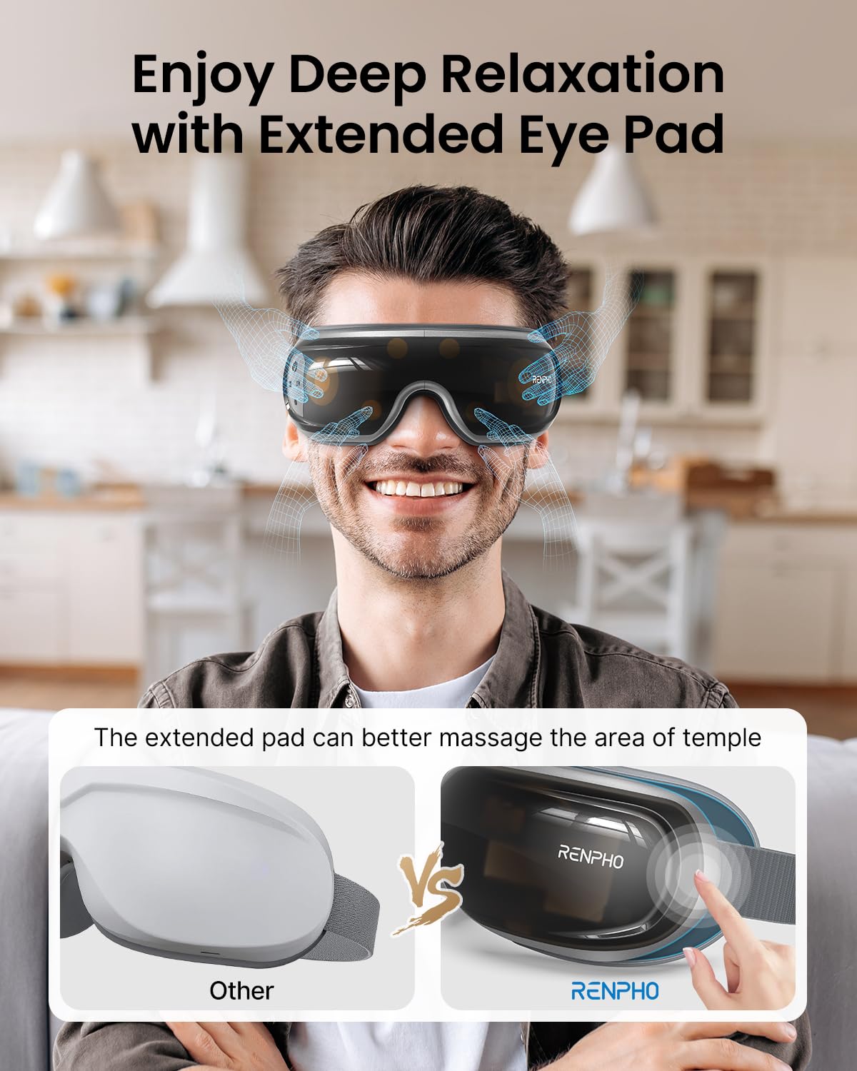 RENPHO Bluetooth Sleep Headphones with Built-in Eyeris 3 Eye Massager - Wireless Headband for Sleeping, Meditation & Travel - Comfortable Noise Canceling for Side Sleepers & Insomnia Relief