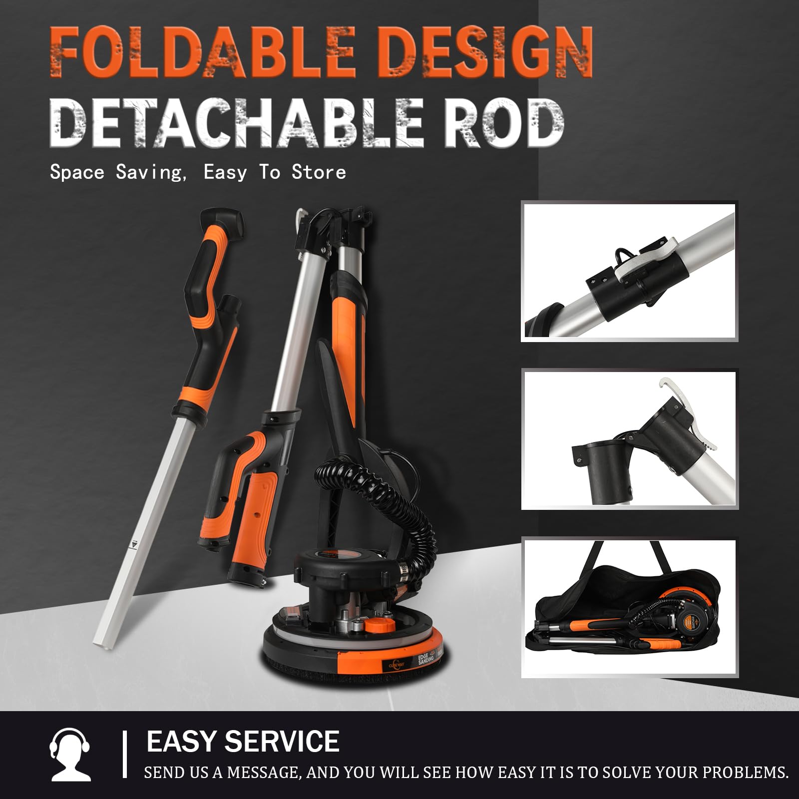 780W Electric Drywall Sander with Vacuum Dust Collection - 1800RPM Variable Speed, LED Light, Dustless Wall & Popcorn Ceiling Removal Tool for Home Renovation & Professional Use