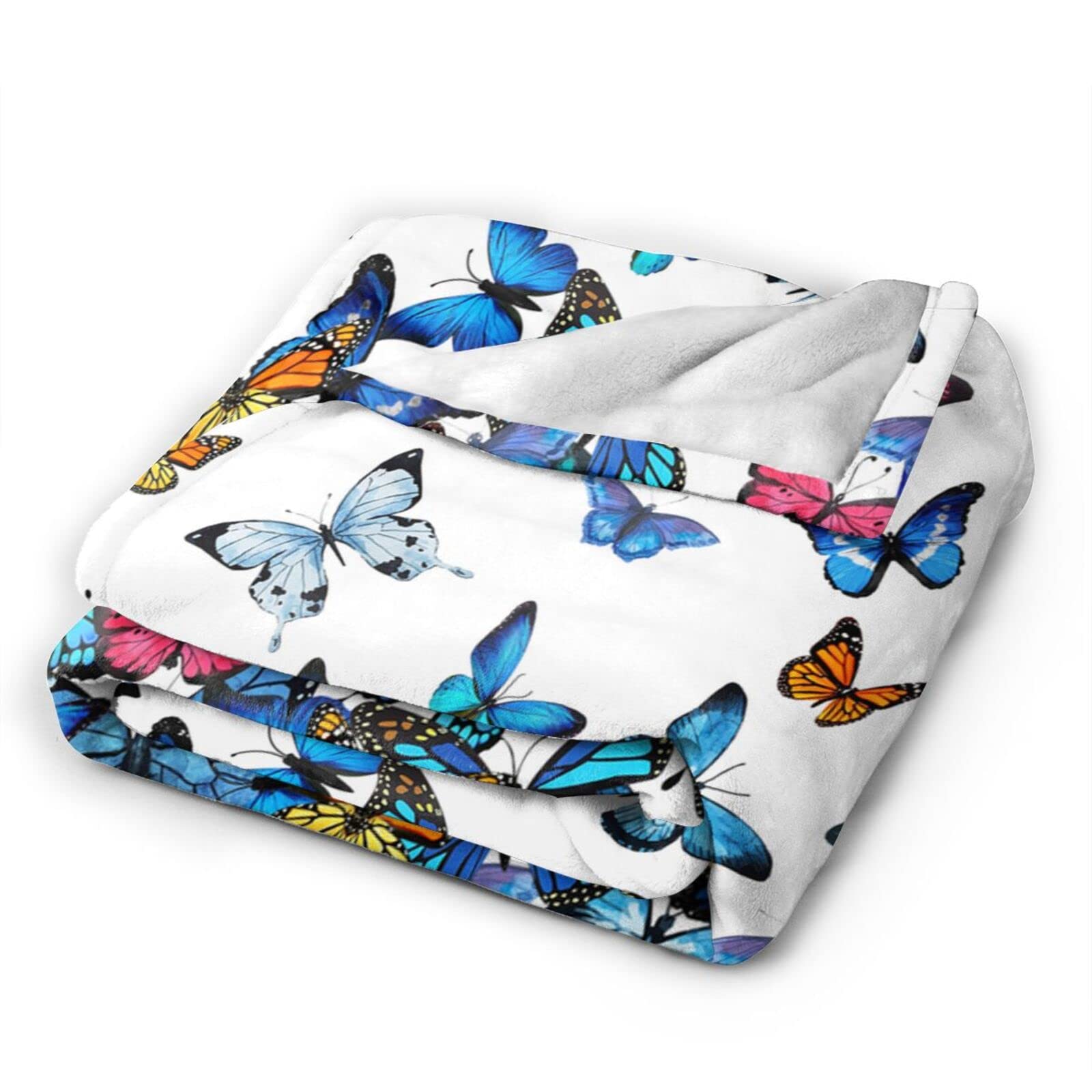 Blue Butterfly Blanket - Ultra Soft & Lightweight Cozy Throw Blanket for Bed, Couch, Sofa (60
