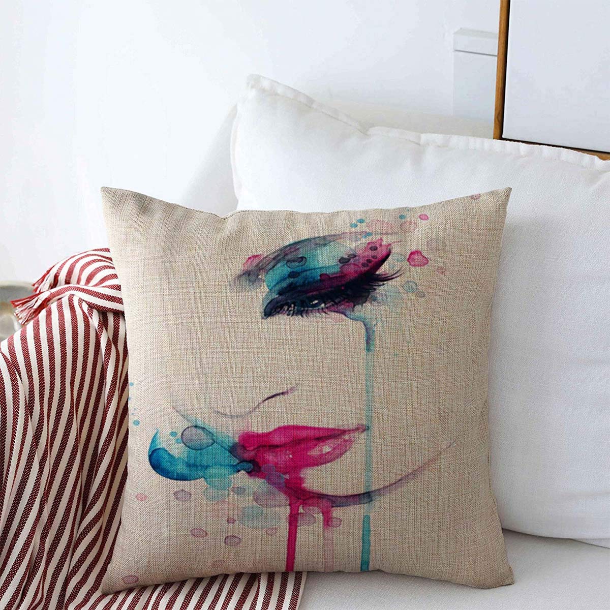 Farmhouse Style Watercolor Abstract Painting Decorative Throw Pillow Covers 18x18 Inches - Soft & Stylish Accent Pillow Cases for Living Room, Bedroom, Sofa - Perfect for Fall Decor and Home Decorations