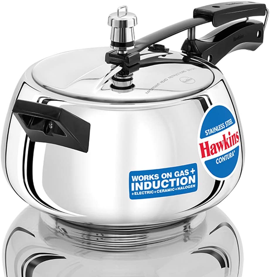 Hawkins SSC50 5L Stainless Steel Contura Pressure Cooker - Fast & Safe Cooking for Soups, Stews, Rice & Indian Cuisine | Perfect for Home Kitchens & Meal Prep