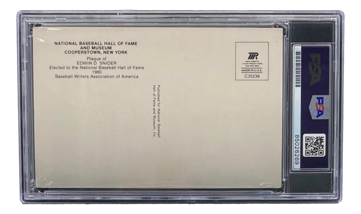 Duke Snider Autographed 4x6 Brooklyn Dodgers HOF Plaque Card - PSA/DNA Certified #85026269 - Perfect for Baseball Memorabilia Collectors & Dodgers Fans Display