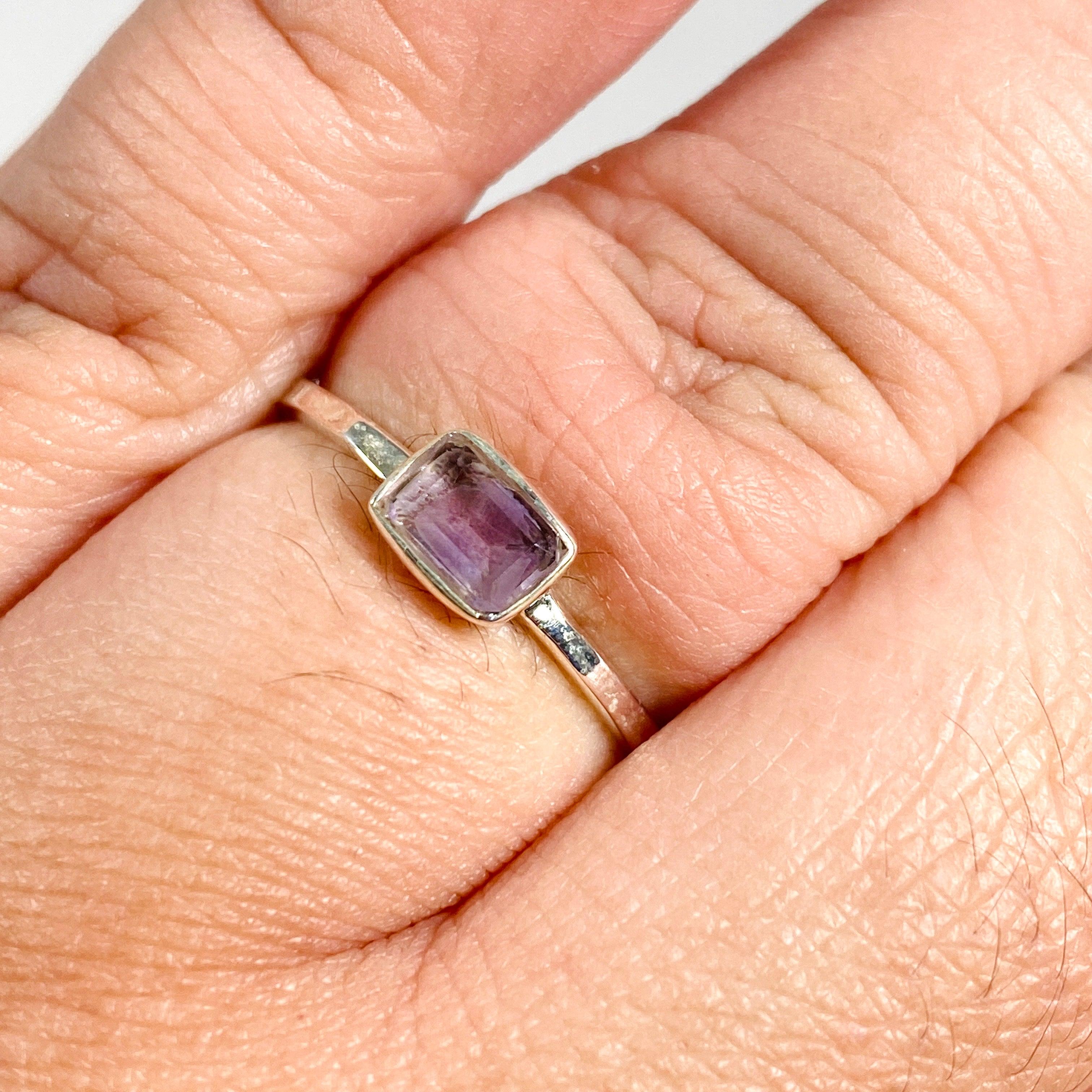 Amethyst Rectangular Faceted Fine Band Ring for Women - Sterling Silver 925 R3793 AM - Elegant Jewelry Gift for Birthday, Anniversary & Special Occasions