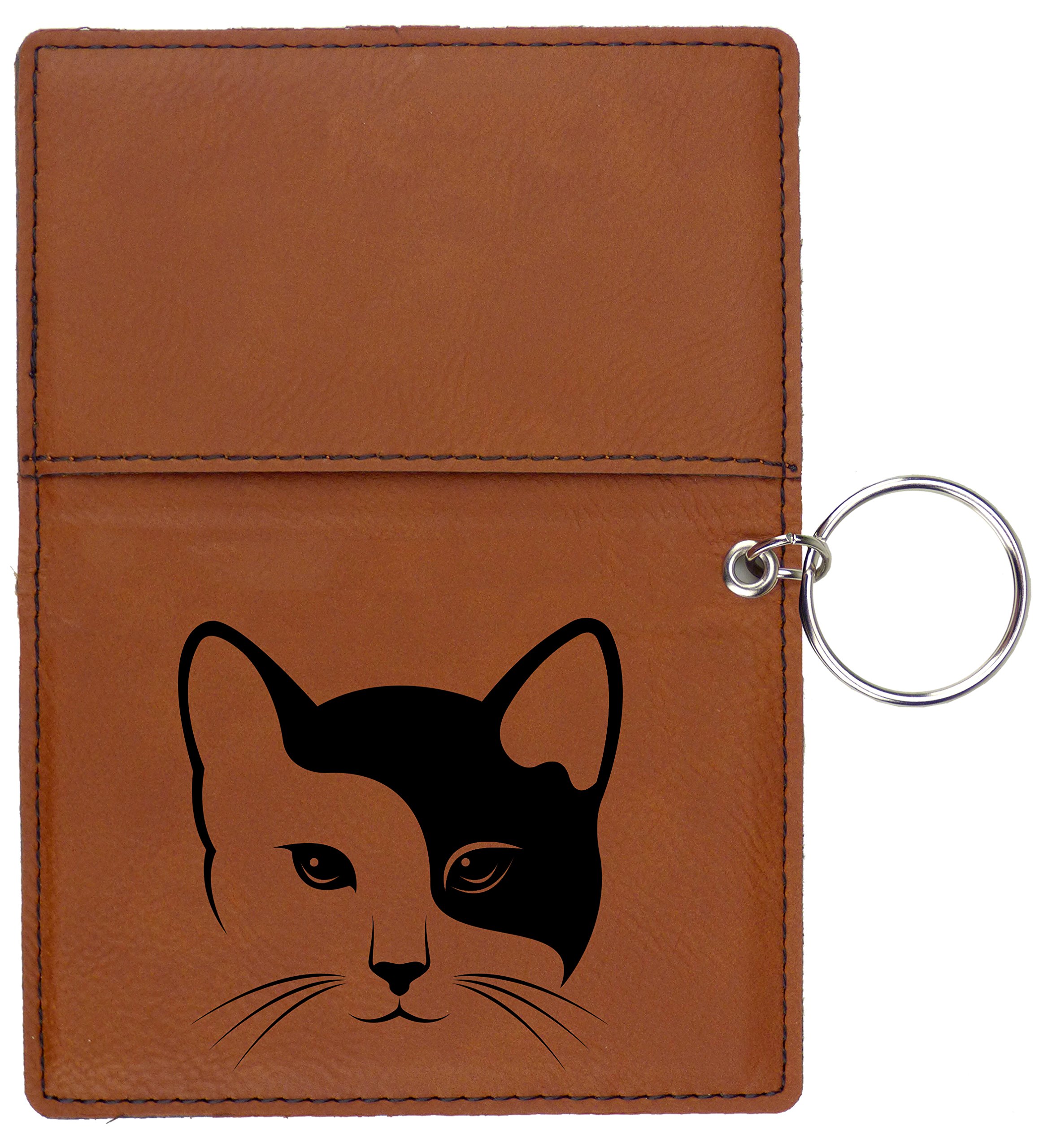 Yin Yang Kitty Laser Engraved Leatherette Keychain Wallet - Stylish Cat Design for Keys & Cards - Perfect Gift for Cat Lovers, Anime Fans & Kawaii Enthusiasts - Great for Everyday Use, Travel & Cosplay Accessories