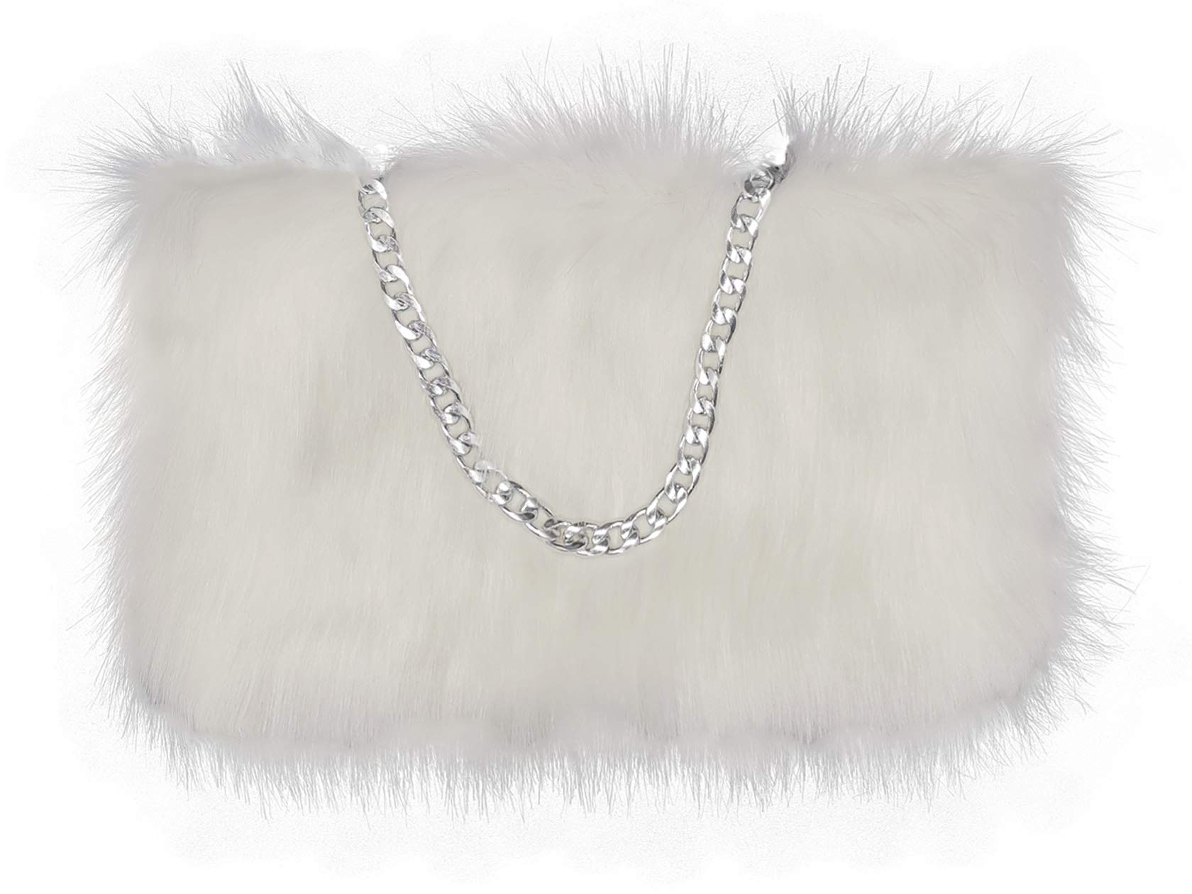Luxury Faux Fox Fur Purse for Women - Soft Fuzzy Evening Handbag with Alloy Shoulder Strap | Perfect for Parties, Weddings & Night Out