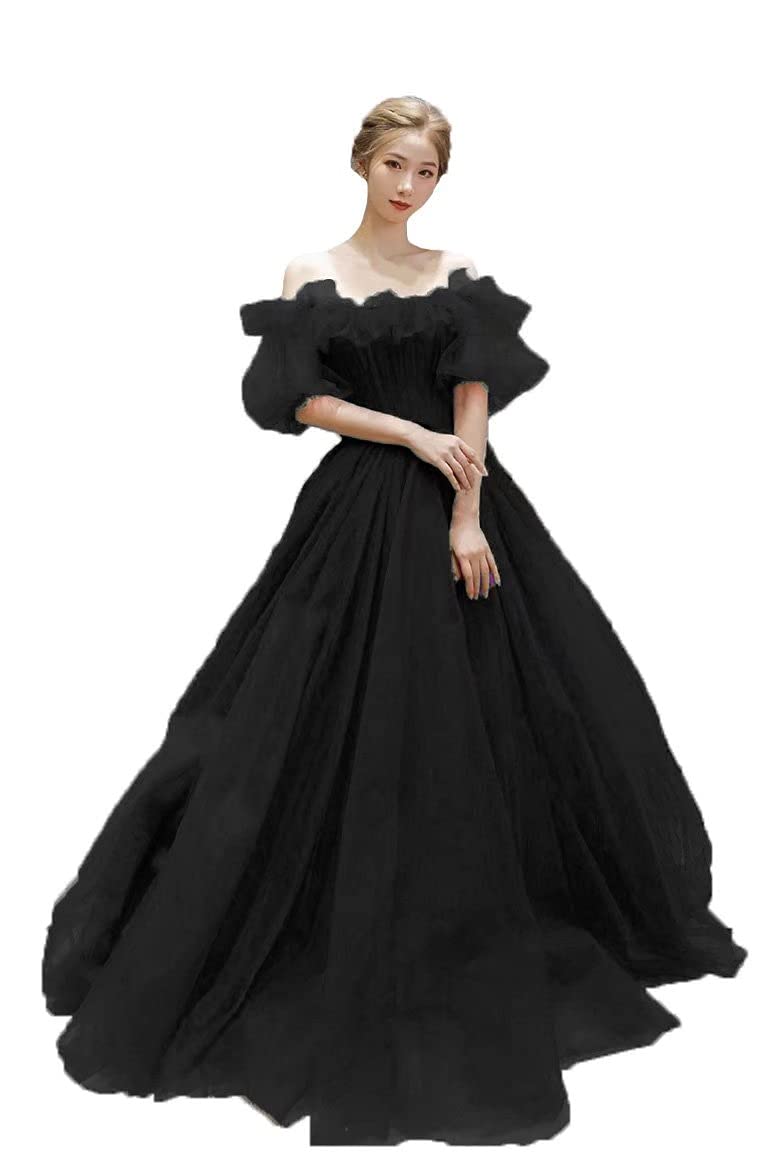 Beautyoung Women's Off Shoulder Puffy Sleeve Prom Wedding Dress - Elegant Tulle Formal Ball Gown for Bridal, Quinceañera & Special Occasions