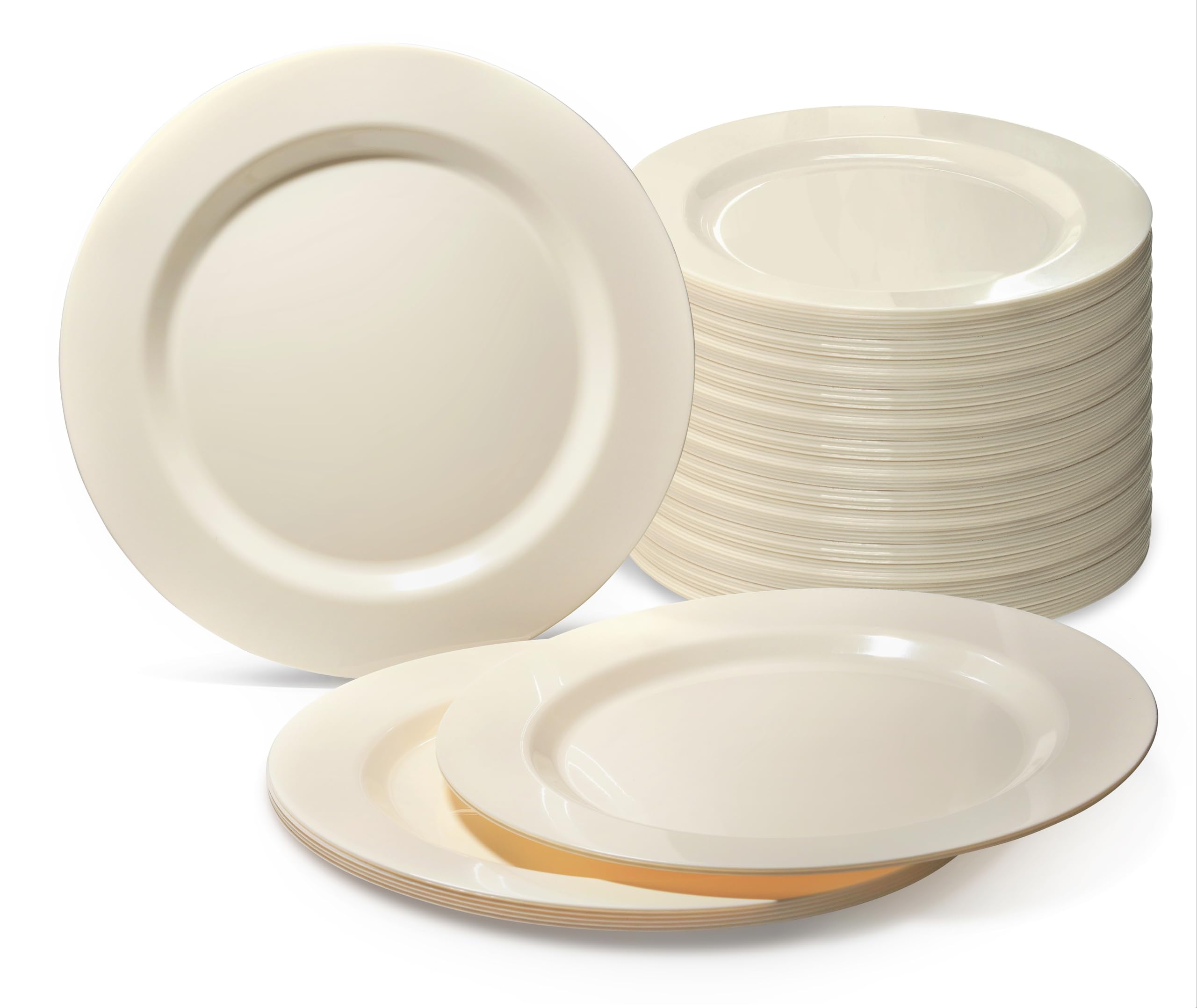 240-Pack Heavyweight Disposable Plastic Plates for Weddings & Parties - 9 Inch Ivory Luncheon Plates - Elegant Dinnerware for Catering, BBQs, and Special Events