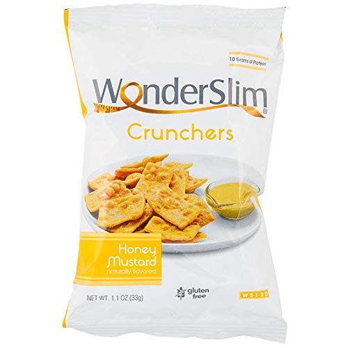 WonderSlim Protein Cracker Snack Chips - Honey Mustard Flavor, Low Fat Gluten Free Healthy Snacks (10 Count Pack) | Perfect for Keto Diet, Weight Loss & On-the-Go Nutrition