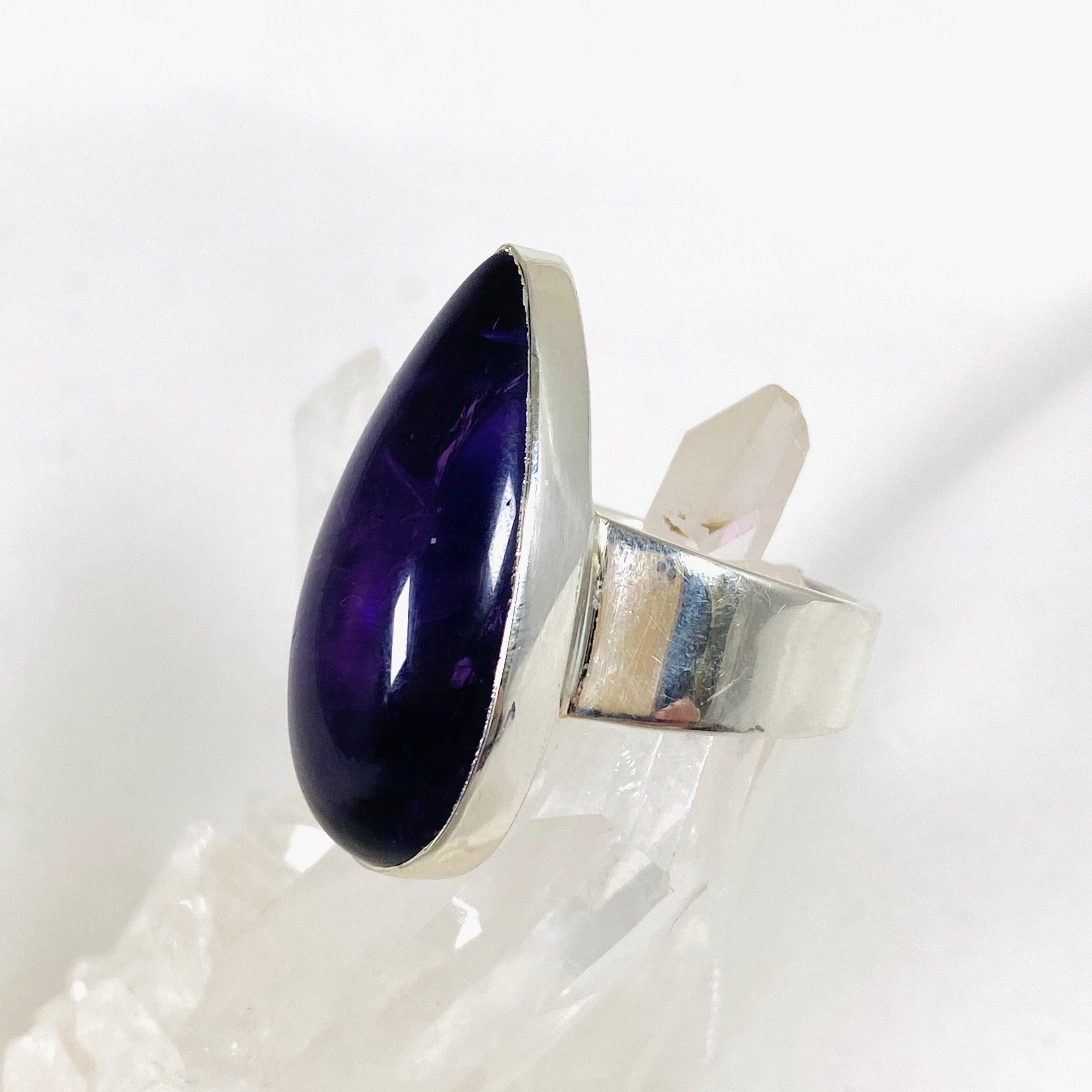 Amethyst Teardrop Ring - 925 Sterling Silver Dainty Jewelry for Women - Perfect for Valentine's Day, Anniversary & Everyday Wear