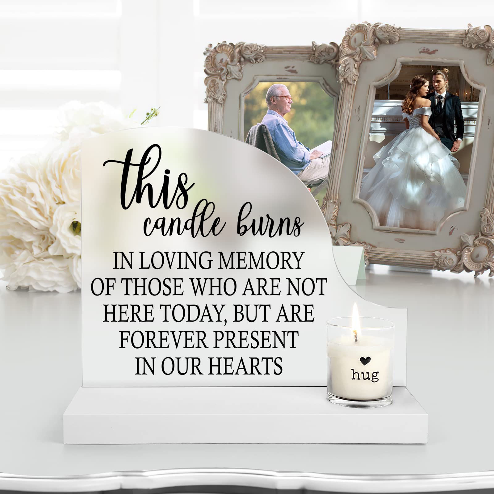 Memorial Candle for Loved Ones - Sympathy & Wedding Remembrance Gift - Personalized Memorial Sign for Loss of Loved One - In Memory Wedding Decor - Perfect for Funerals, Anniversaries & Memorial Services