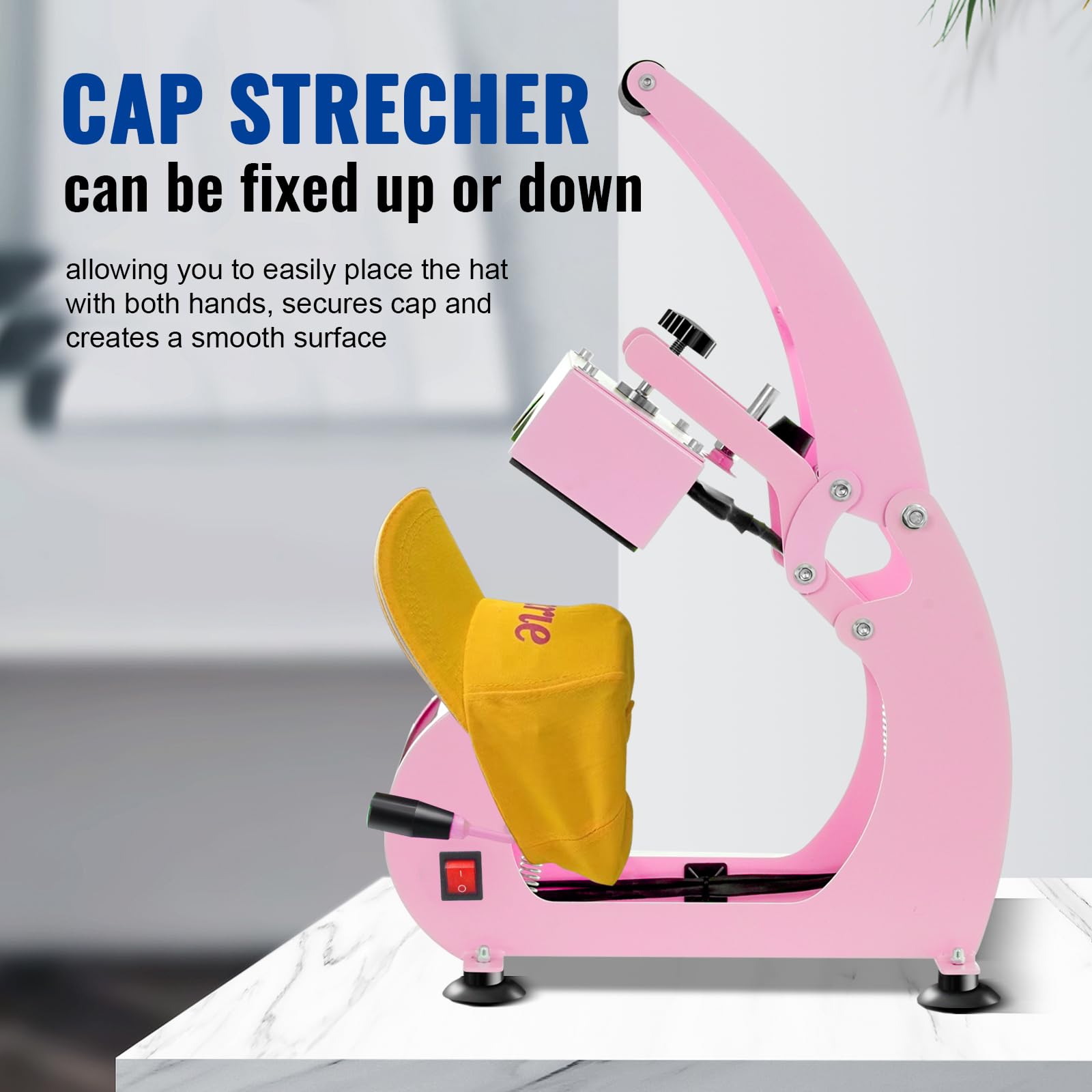 Professional Hat Press Machine with LCD Control - 2 Interchangeable Platens & Caps Stretcher for Vinyl, Sublimation & Heat Transfer (Pink) - Perfect for Custom Hat Printing, DIY Crafts & Small Business Use