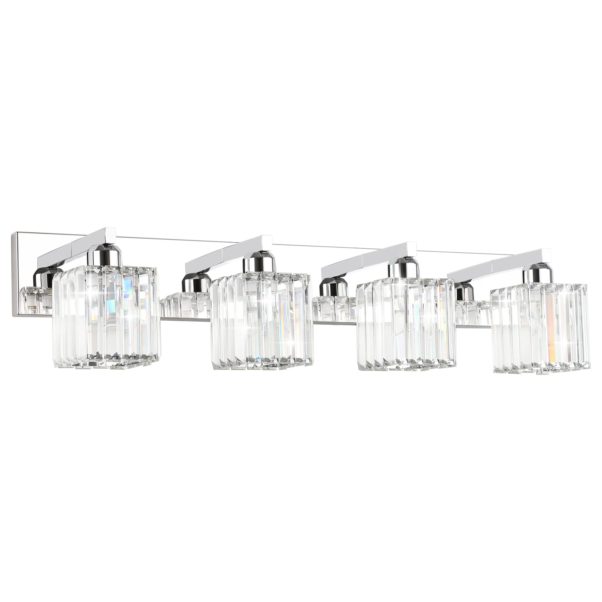 **Aipsun Modern Crystal Bathroom Vanity Light Fixture - 4-Light Chrome Vanity Lighting for Bathroom (Bulbs Not Included) - Perfect for Home, Hotel, and Spa Decor**