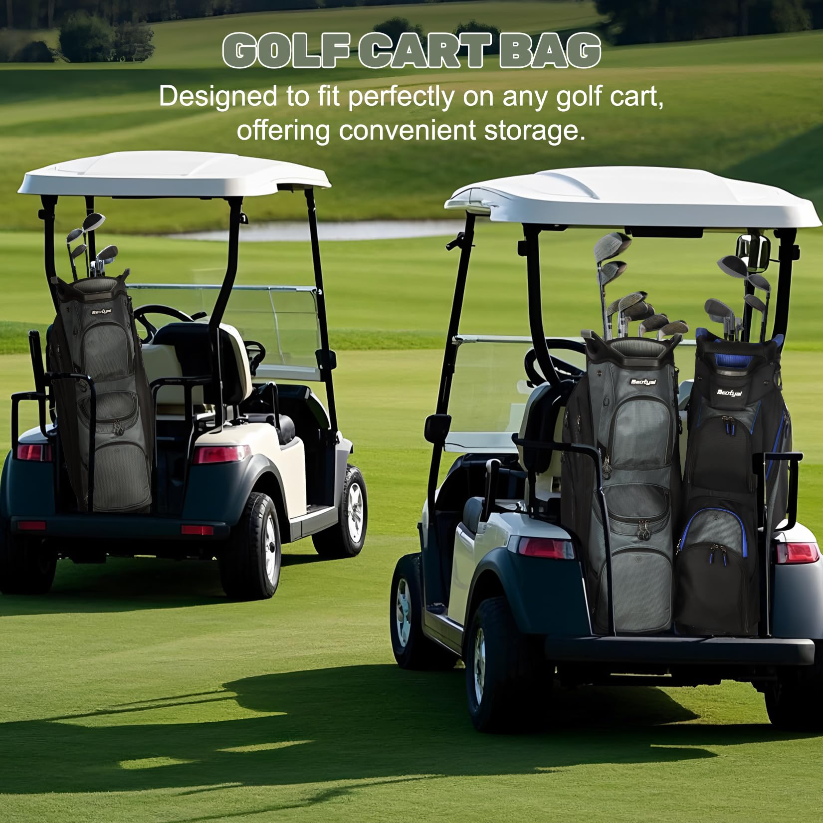 **15-Way Golf Cart Bag with Full-Length Dividers - Lightweight Golf Club Bag for Men & Women - Includes Cooler & Rain Cover - Perfect for Tournaments, Driving Range & Golf Outings**