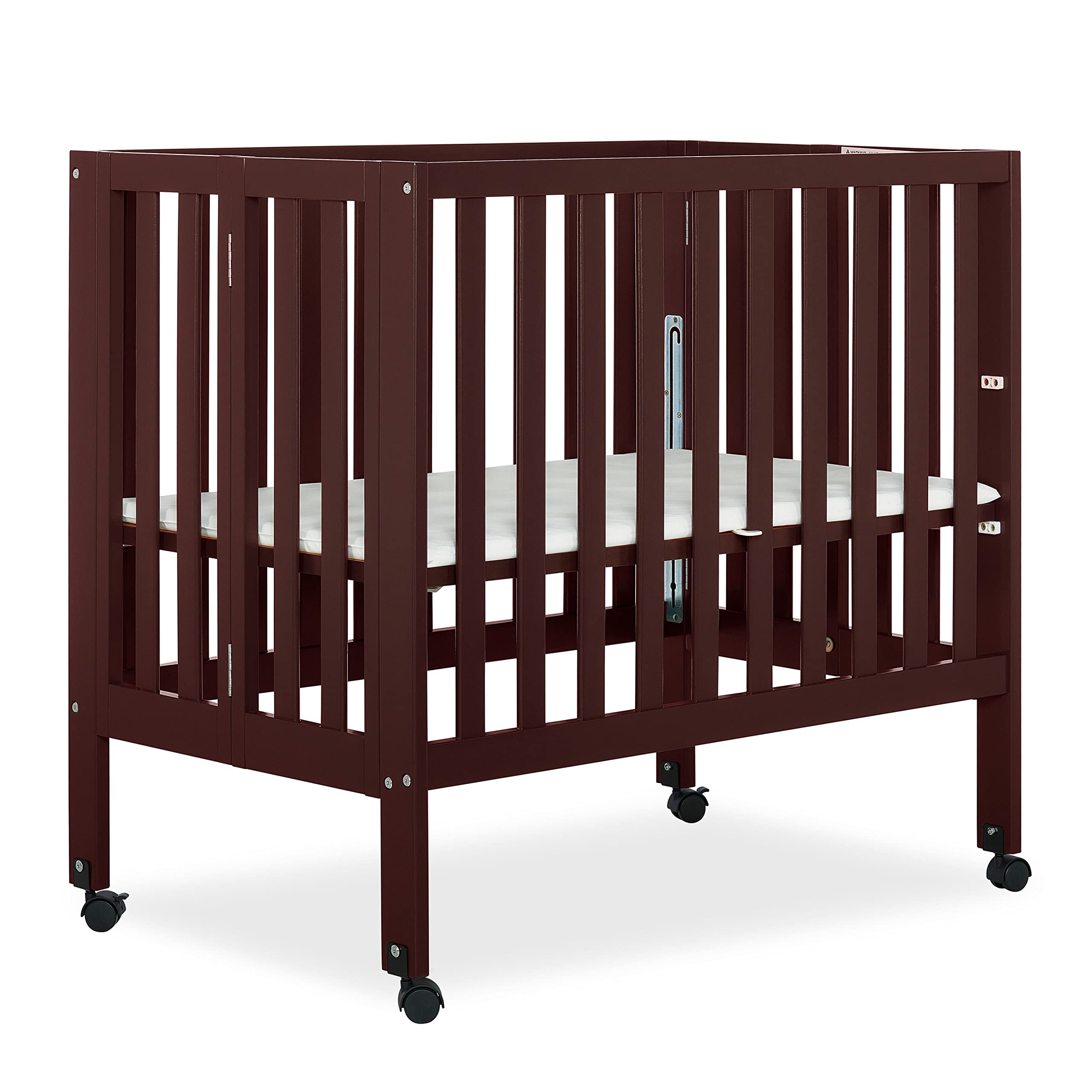 Dream On Me Jett Non-Full Size Folding Convertible Crib - Lightweight Portable Baby Crib with 3 Adjustable Mattress Heights | Easy Fold Travel Crib for Home & Nursery | Includes 1.5