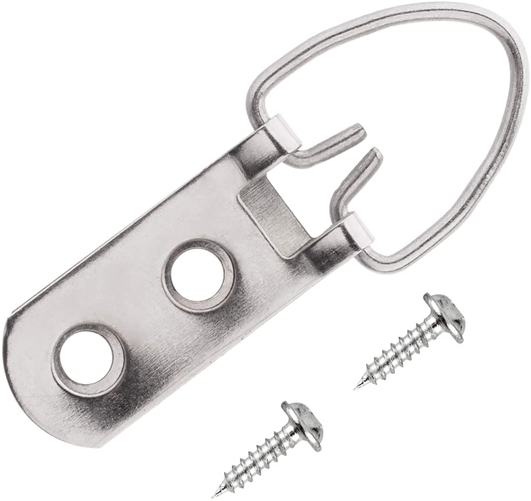 50 Pack D-Ring Picture Hangers with Screws - Heavy Duty Double Hole Hooks for Hanging Clocks, Paintings, Artwork, Photo Frames & Mirrors - Perfect for Home, Office & Gallery Decor