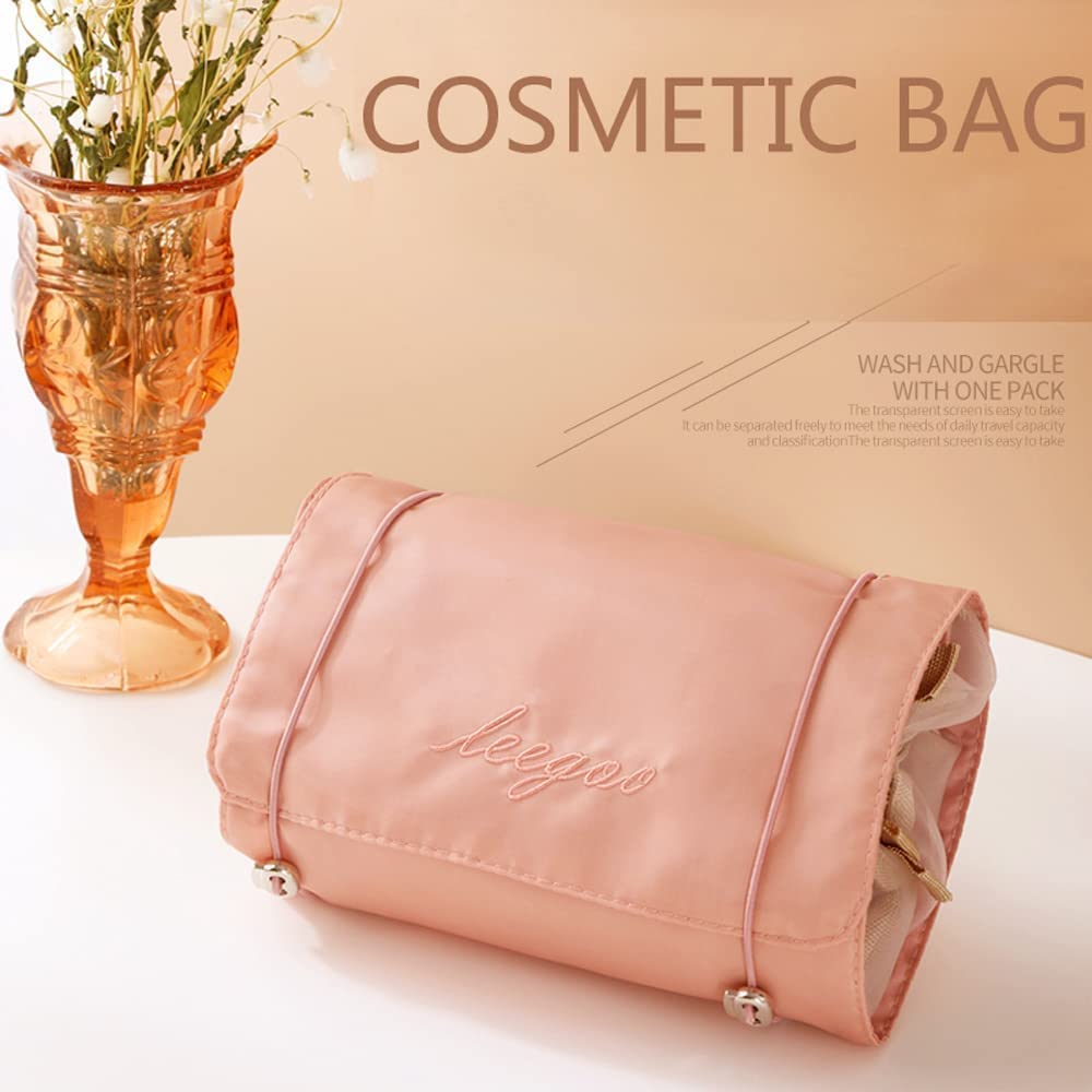 QURAX Professional Cosmetic Makeup Kit Storage Pouch - Foldable Makeup Bag Organizer for Women | Travel Cosmetic Case, Makeup Accessories Storage | Perfect for Travel, Home & Salon Use