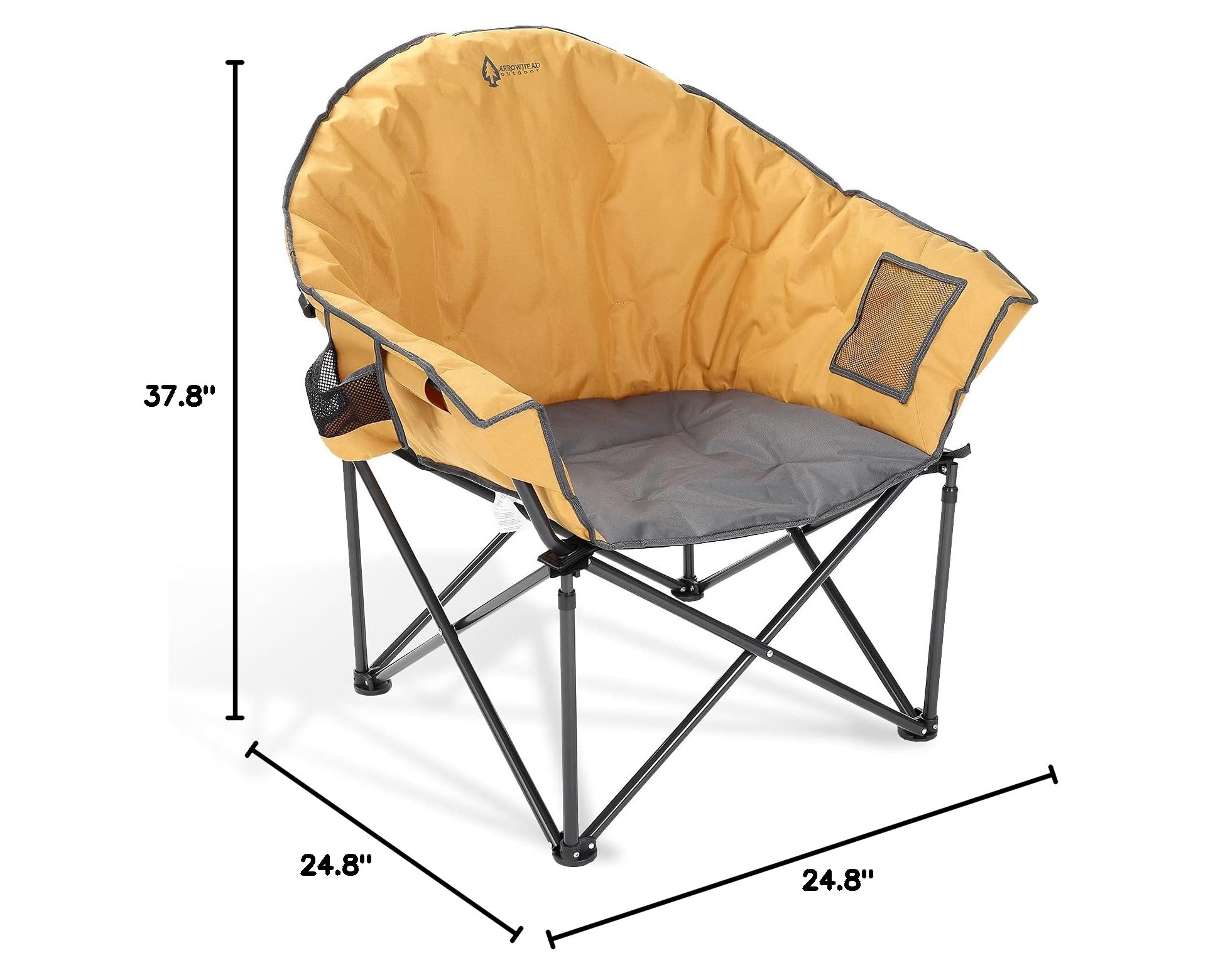 Heavy-Duty Oversized Moon Saucer Camping Chair - 330lbs Weight Capacity, Padded Seat with Cup Holder & Storage Pocket - Portable Folding Chair with Carry Bag for Outdoor, Beach, Picnic & Tailgating - USA-Based Customer Support