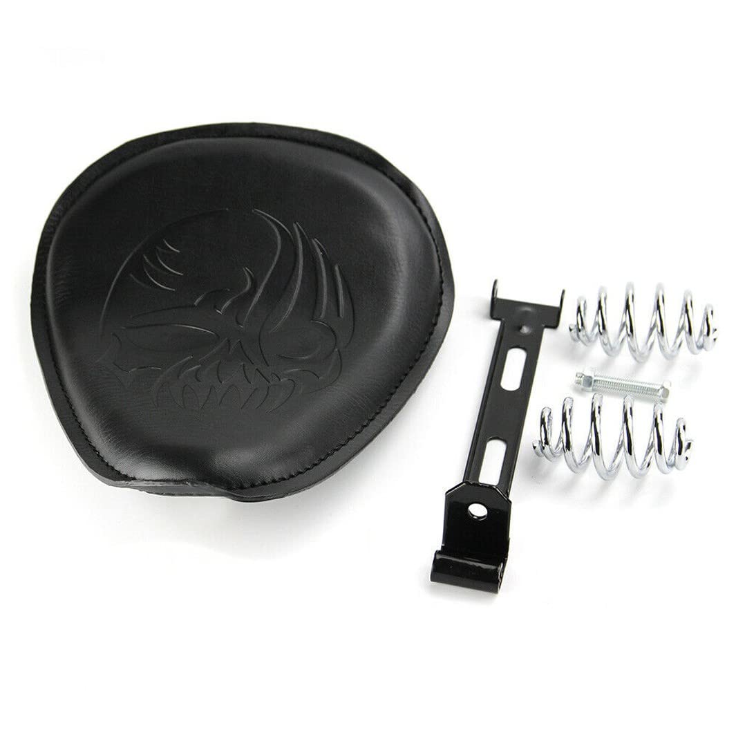 BR19 Black Solo Bobber Skull Seat Set with Springs - Custom Motorcycle Seat for Harley, Chopper & Cruiser Bikes - Perfect for Long Rides & Custom Builds