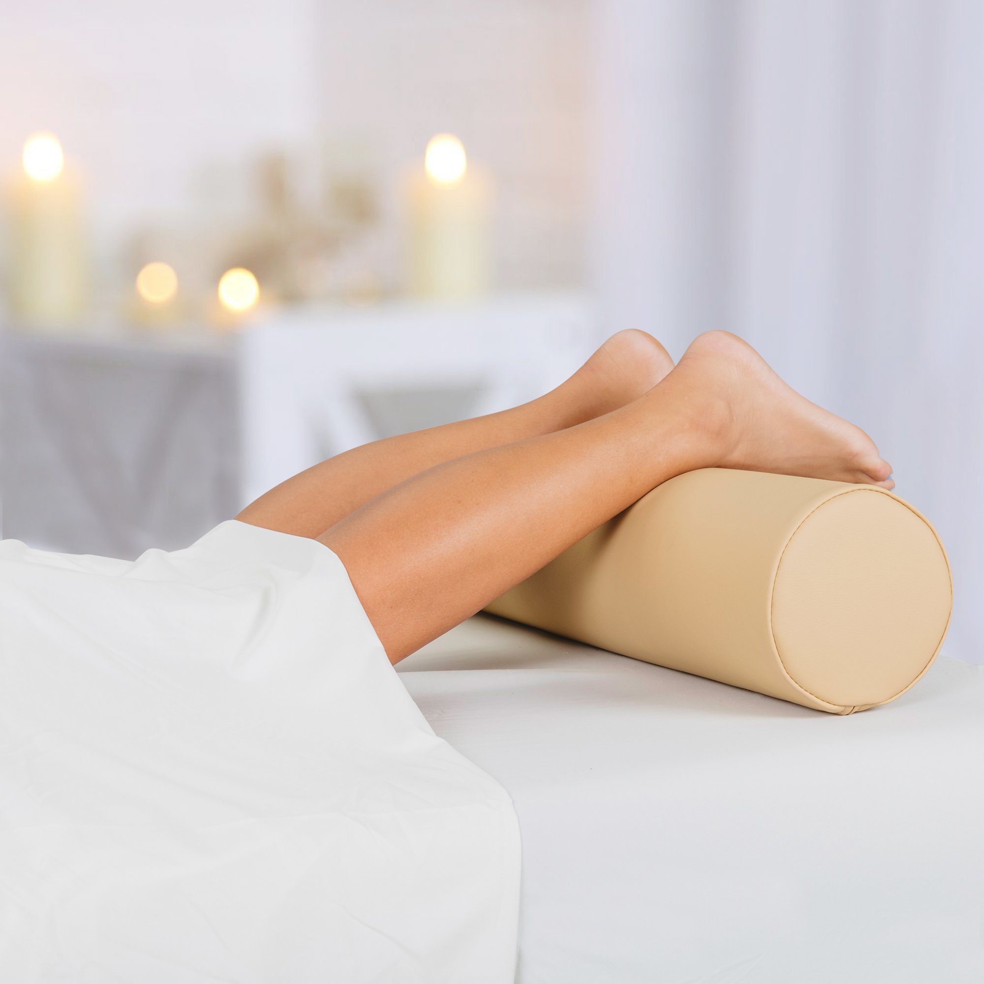 Earthlite Full Round Bolster Pillow - Durable 100% PU Massage Cushion with Strap Handle | Professional Quality for Massage Tables, Yoga & Physical Therapy | Relieves Back Pain & Improves Posture | Ideal for Chiropractors, Spas & Home Use