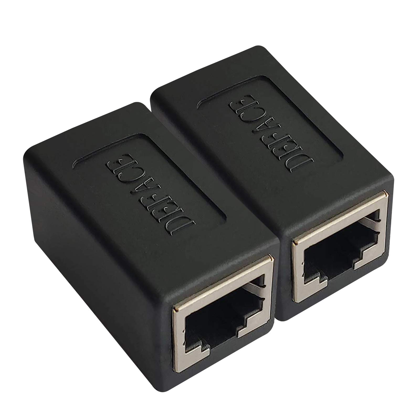 DEFACE RJ45 Coupler 2 Pack - Cat8 Cat7 Cat6 Cat5e Female to Female Ethernet Adapter (Black) - High-Speed Network Extension for Home Office, Gaming & Server Rooms