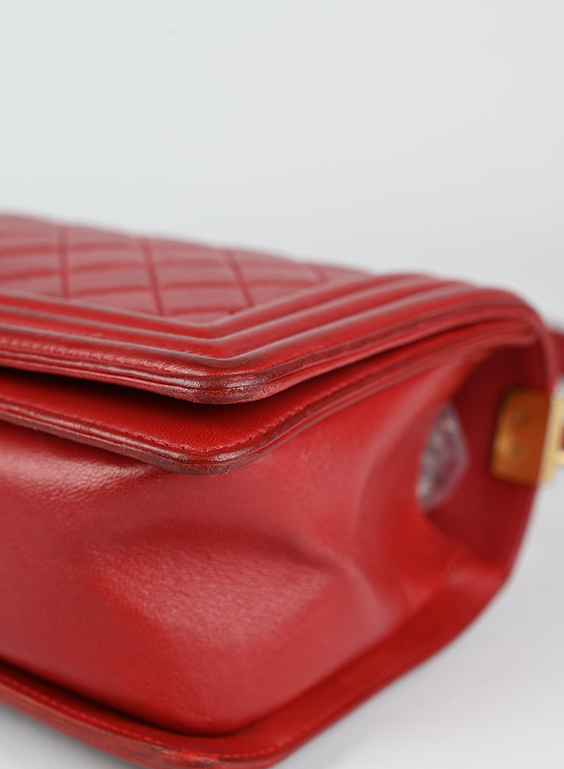 Chanel Boy Bag in Genuine Red Leather - Luxury Handbag for Women, Perfect for Parties, Dates & Special Occasions