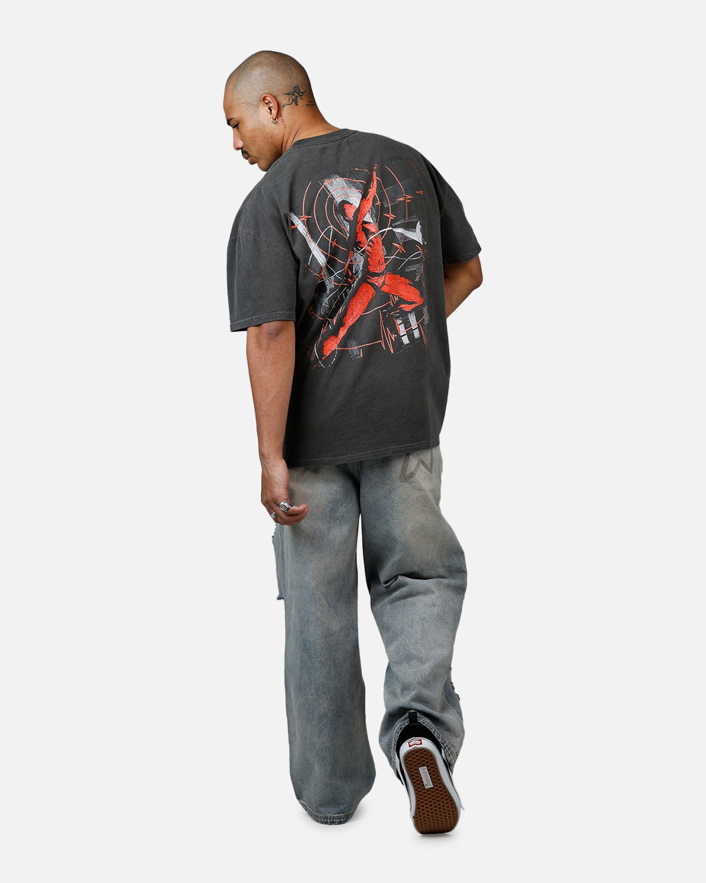Marvel Daredevil Graphic T-Shirt for Men - Heavyweight Cotton, Black Wash - Perfect for Comic Con, Cosplay & Casual Wear