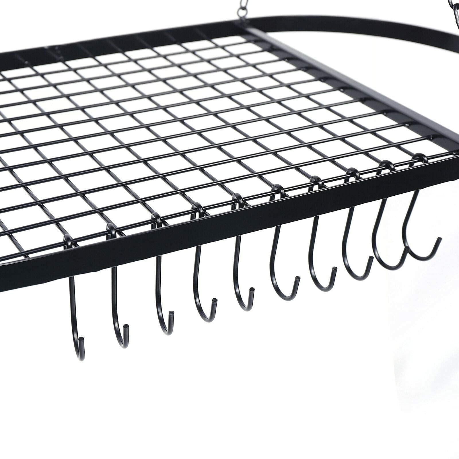 Sturdy Ceiling Mount Hanging Pot Rack with Hooks - Oval Decorative Kitchen Organizer for Cookware & Utensils Storage - Perfect for Home, Restaurant & Commercial Kitchens - Space-Saving Solution for Pots, Pans & Cooking Tools