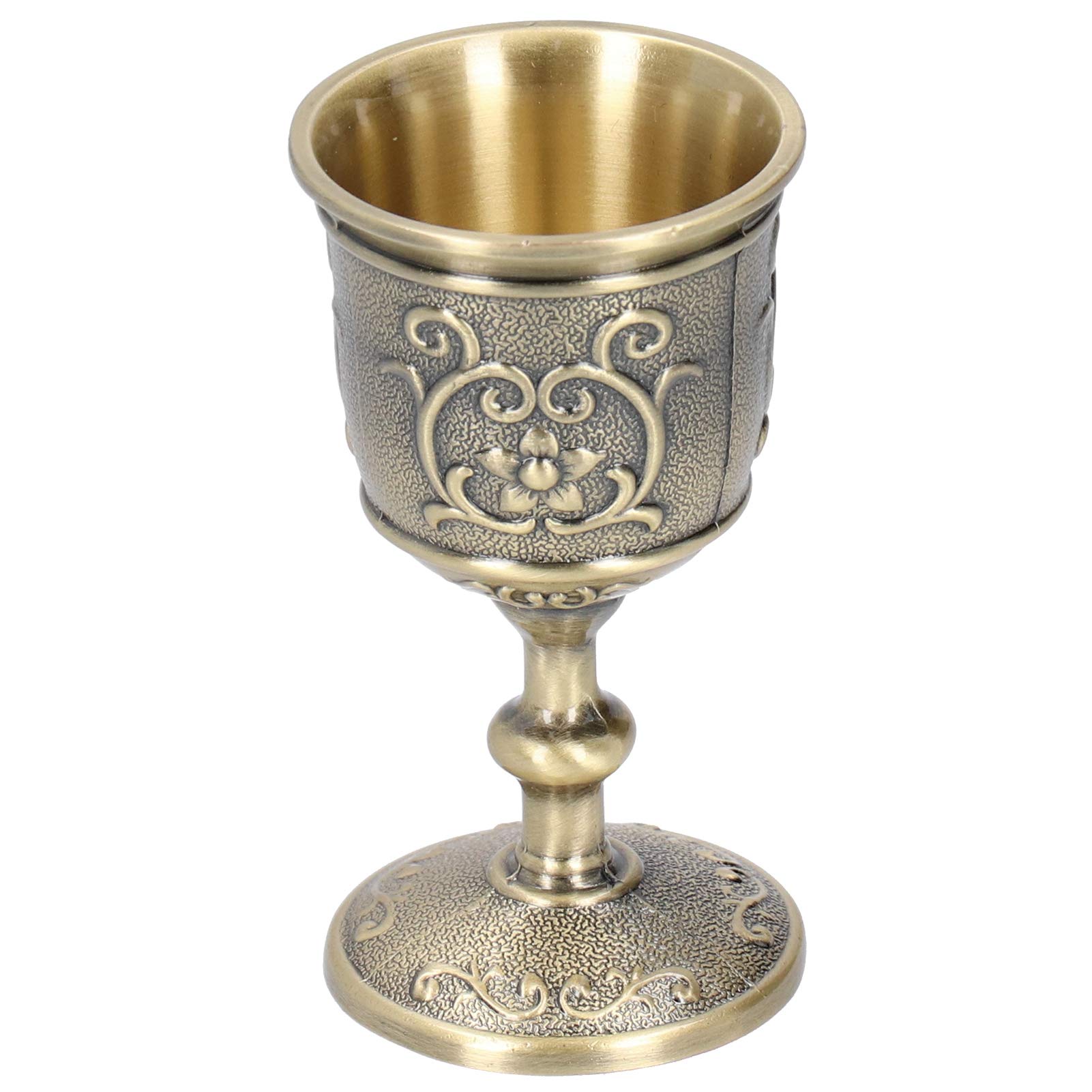Royal Chalice Goblet - Embossed Bronze King's Cup for Whiskey, Wine & Milk (3.6in) | Elegant Drinking Vessel for Medieval Parties, Weddings & Home Decor